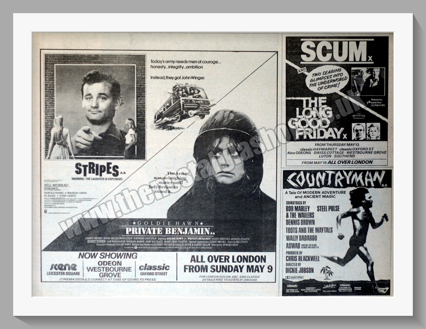 Private Benjamin Goldie Hawn, Long Good Friday & Countryman. 1982 Original Advert (ref AD58326)