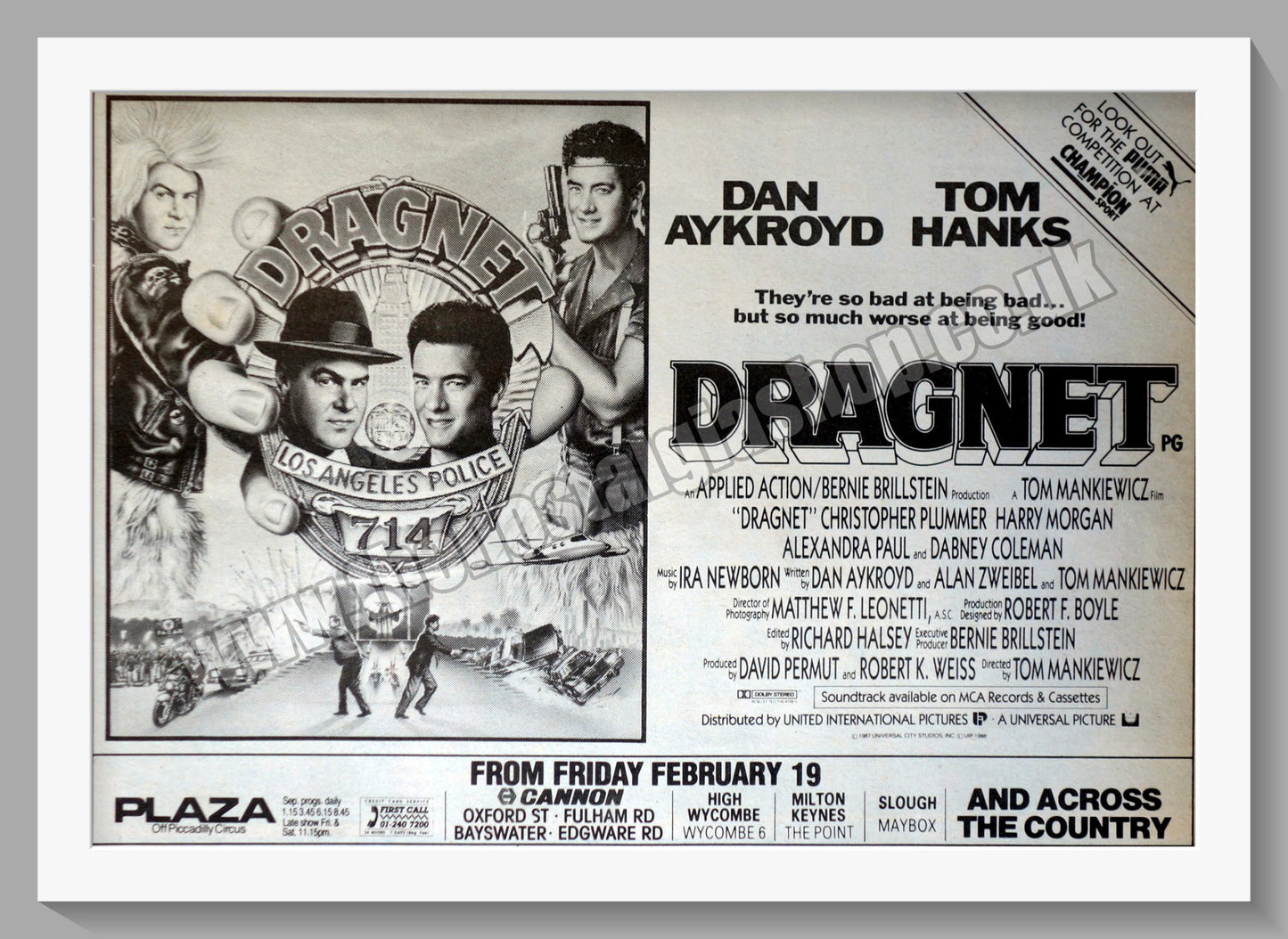 Dragnet Dan Aykroyd, Tom Hanks. 1988 Original Advert (ref AD58526)