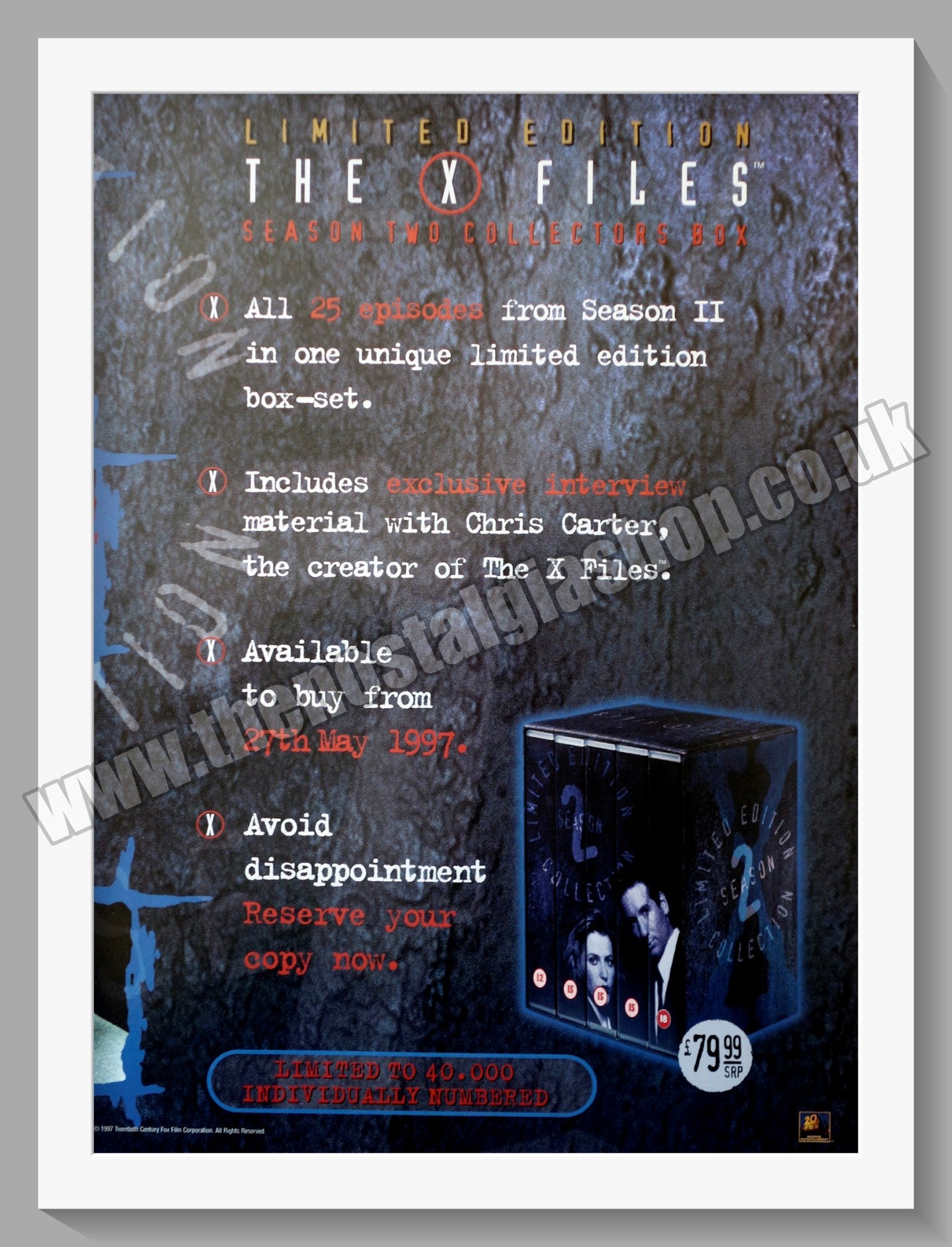 The X Files. 1997 Set Of 2 Original Adverts (ref AD58542)