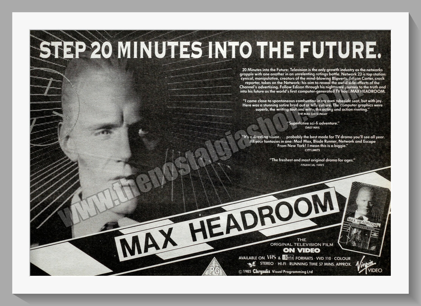 Max Headroom Step 20 Minutes Into The Future. 1985 Original Advert (ref AD58723)