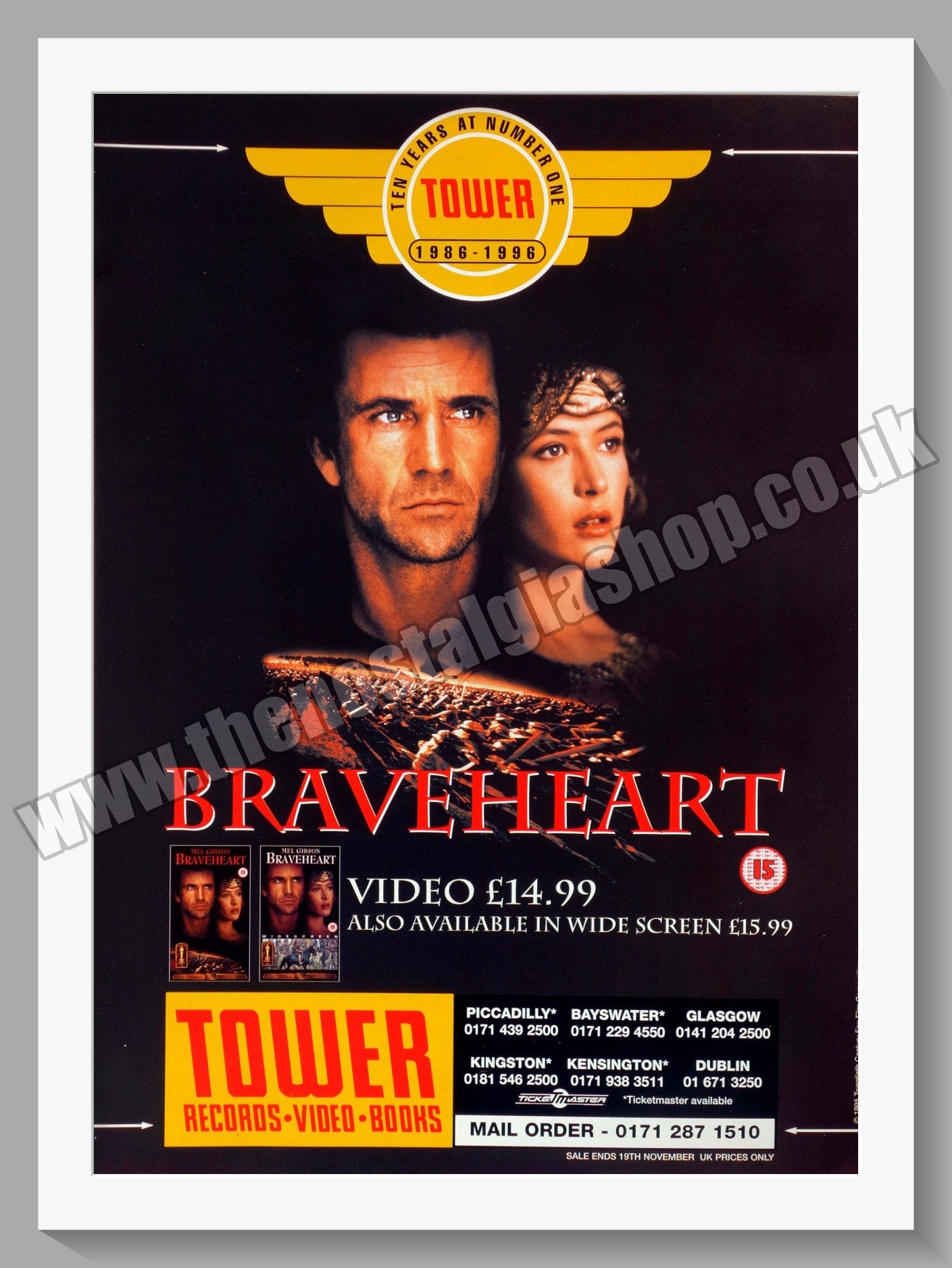 Brave Heart. 1996 Original Advert (ref AD58743)