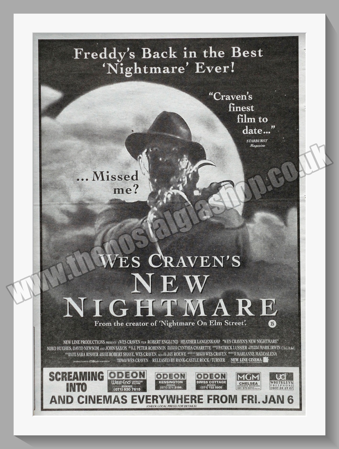 New Nightmare Wes Craven. 1995 Original Advert (ref AD58896)