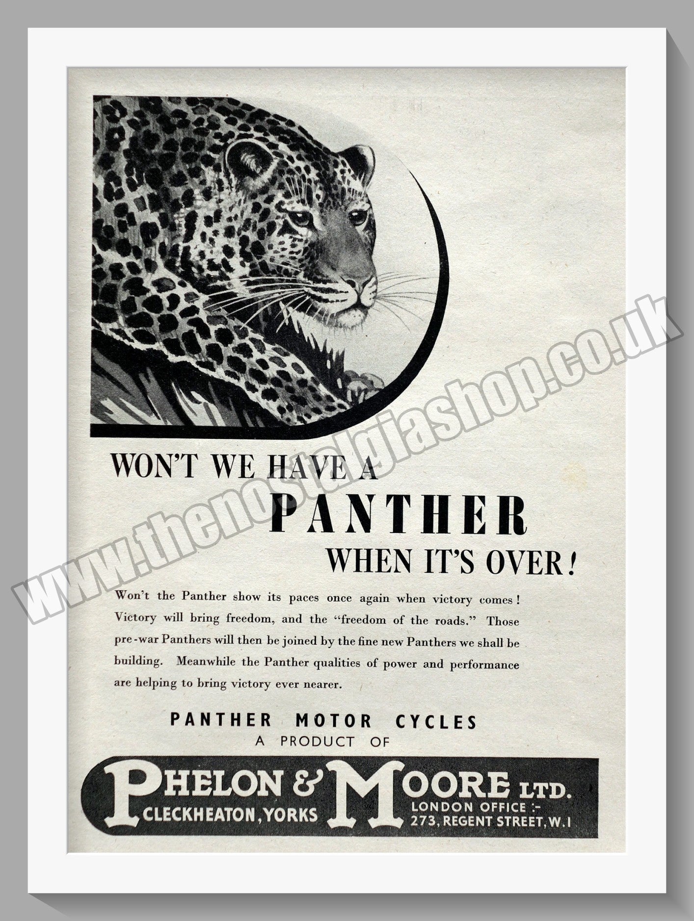 Panther Motorcycles. Wartime. Original Advert 1942 (ref AD58361)