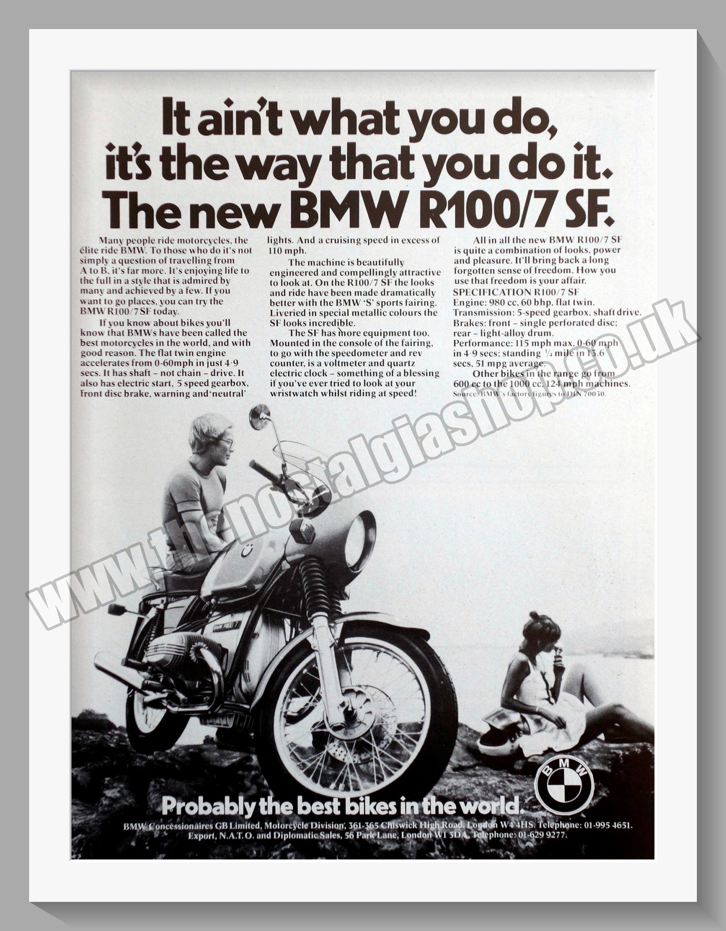 BMW R100/7 SF 1977 Original Advert (ref AD58388) – The