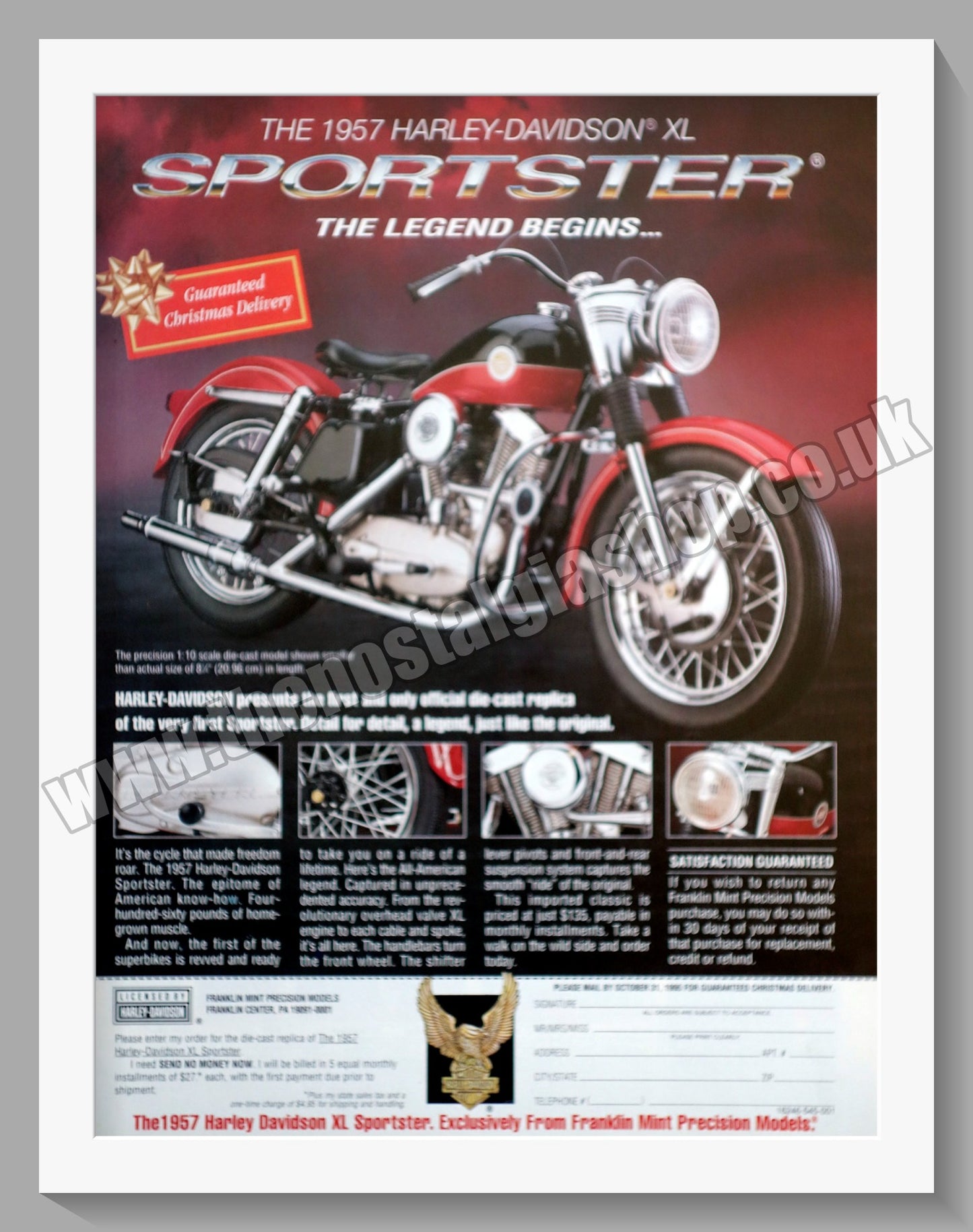 Harley Davidson Sportster Motorcycles. Diecast model. Original Advert 1995 (ref AD58460)