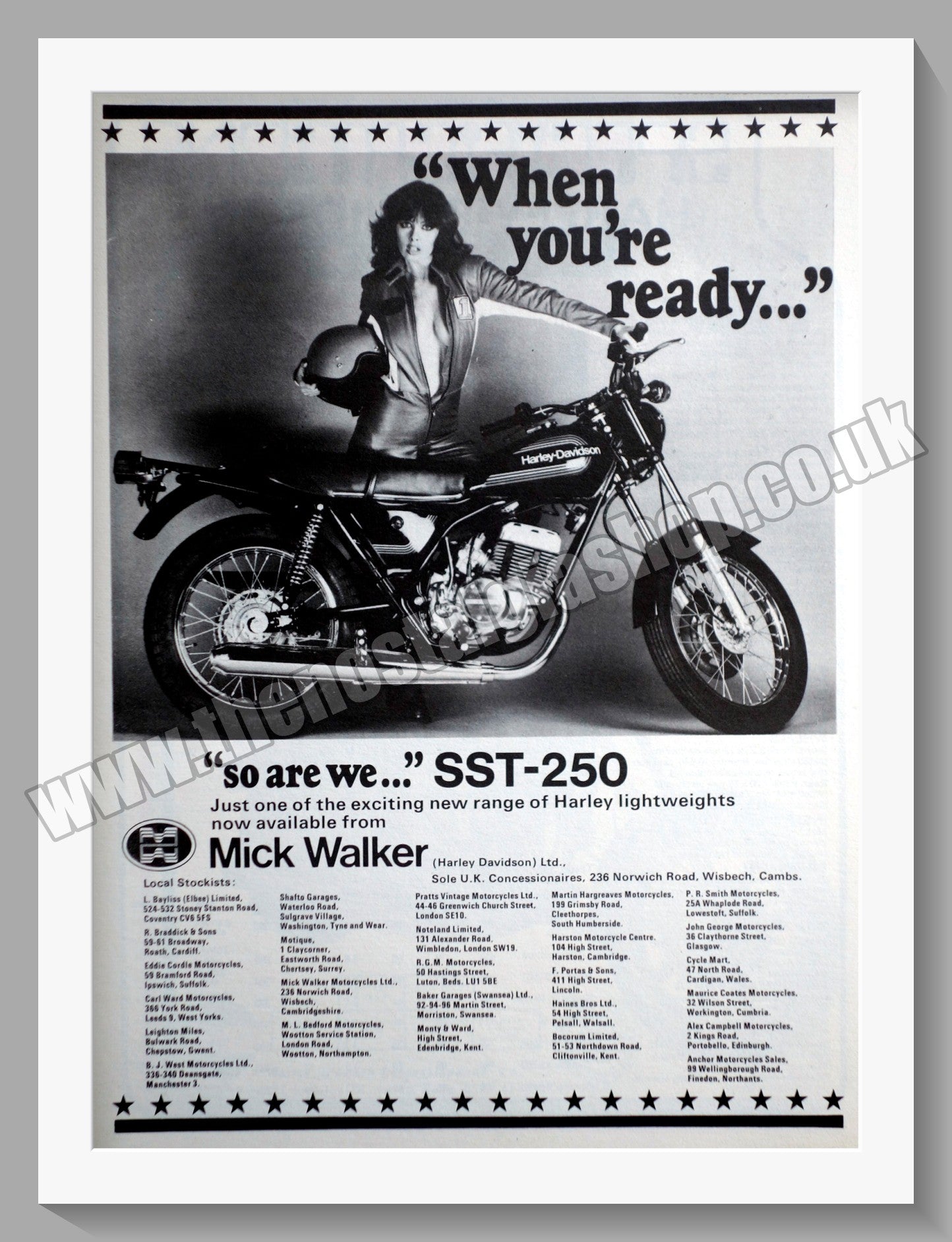 Harley Davidson SST-250. Original Advert 1978 (ref AD58401)