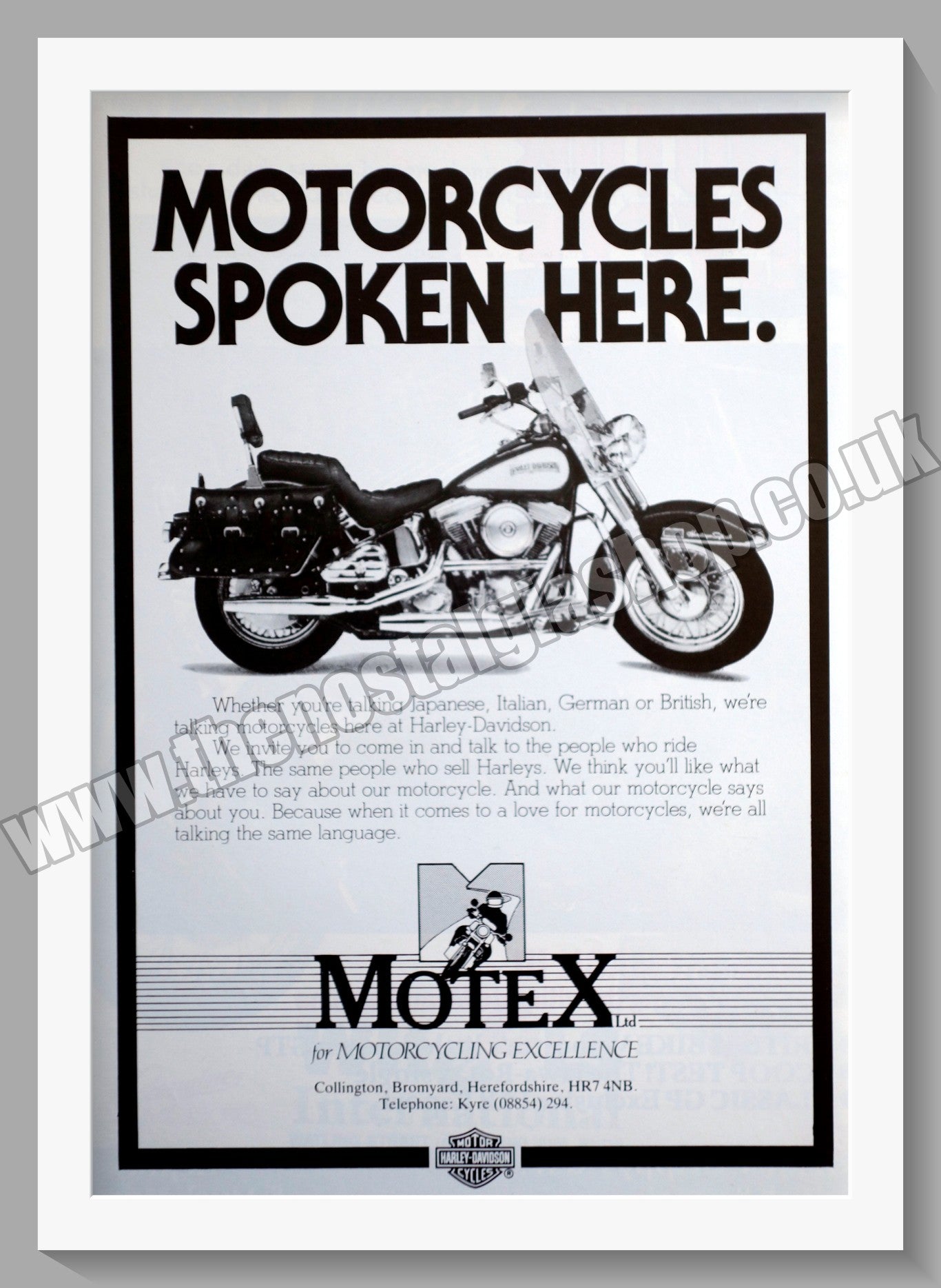 Harley Davidson Motorcycles. Original Advert 1986 (ref AD58411)