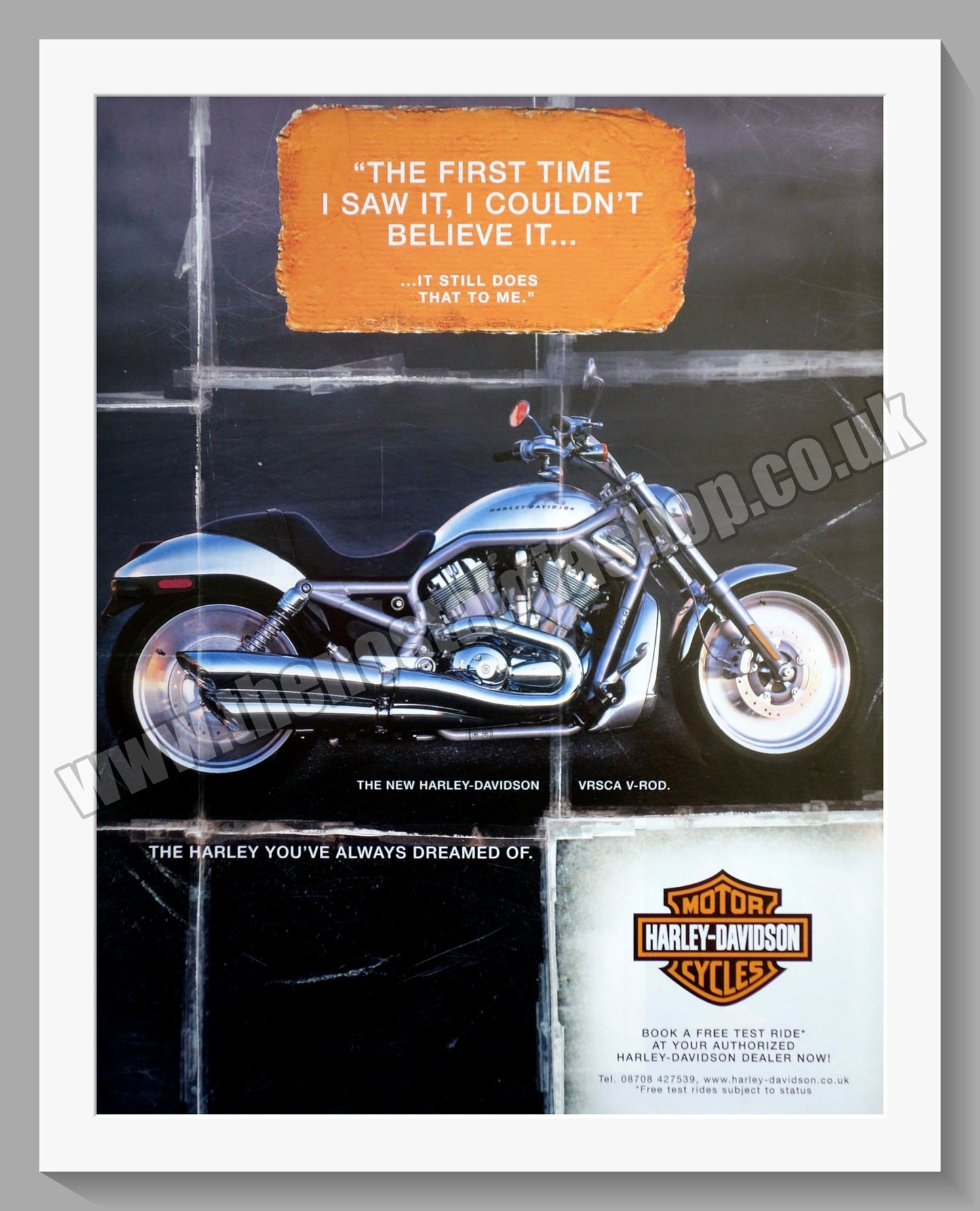 Harley Davidson VRSCA V-ROD Motorcycle. Original Advert 2001 (ref AD58415)