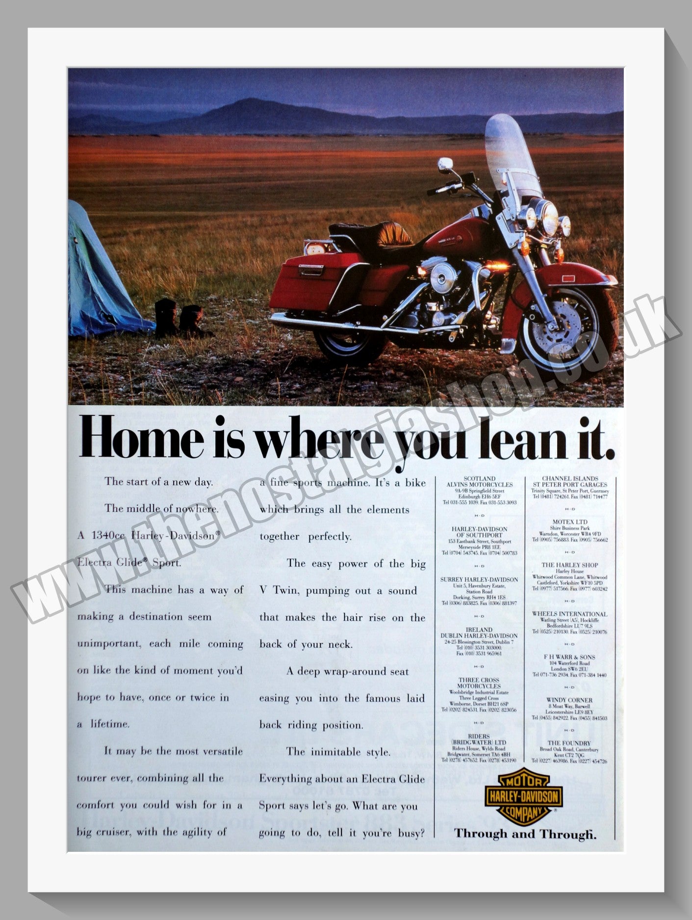Harley Davidson Electra Glide Sport Motorcycle. Original Advert 1993 (ref AD58416)