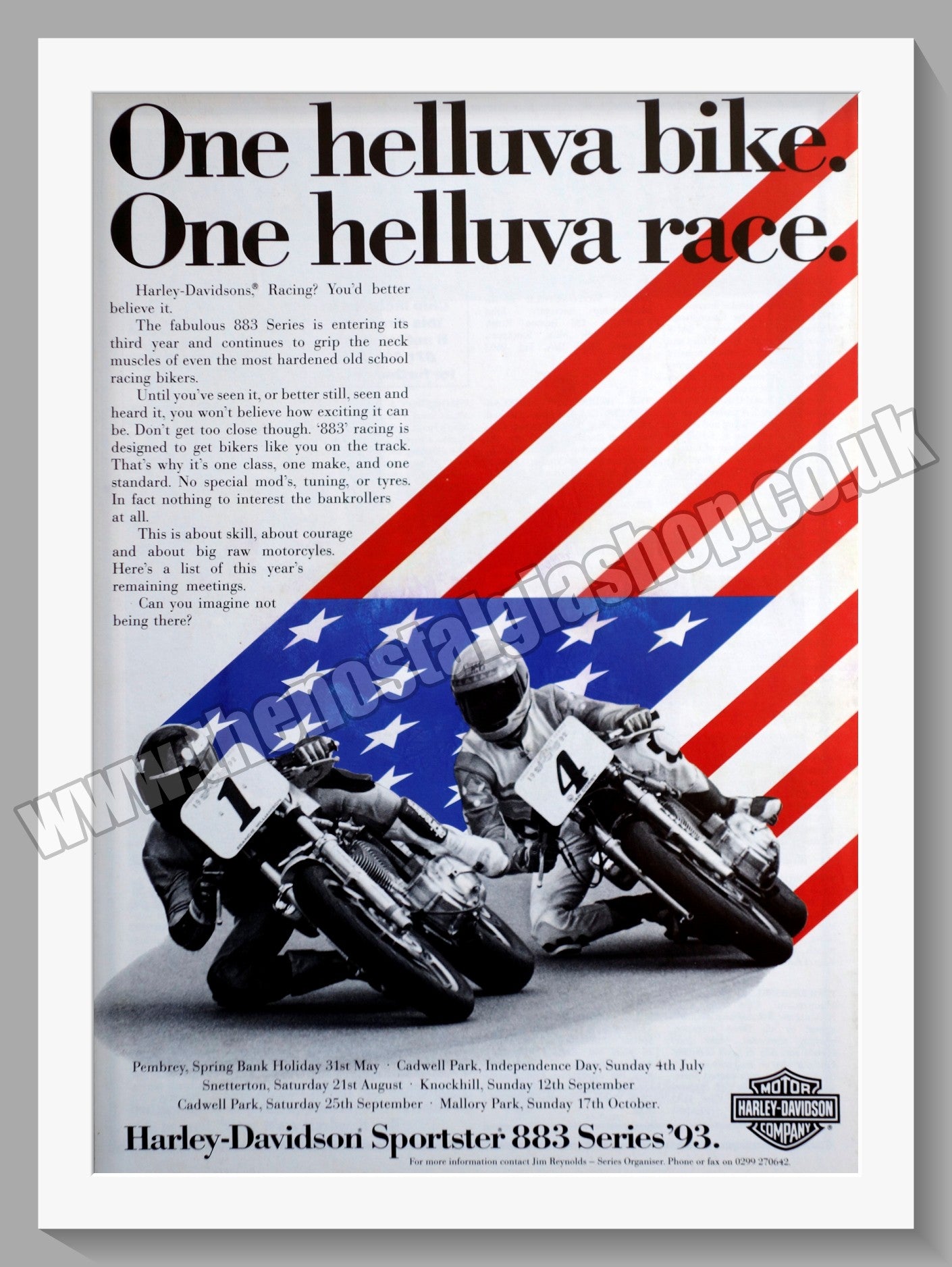 Harley Davidson Sportster 883 Motorcycle. Original Advert 1993 (ref AD58417)