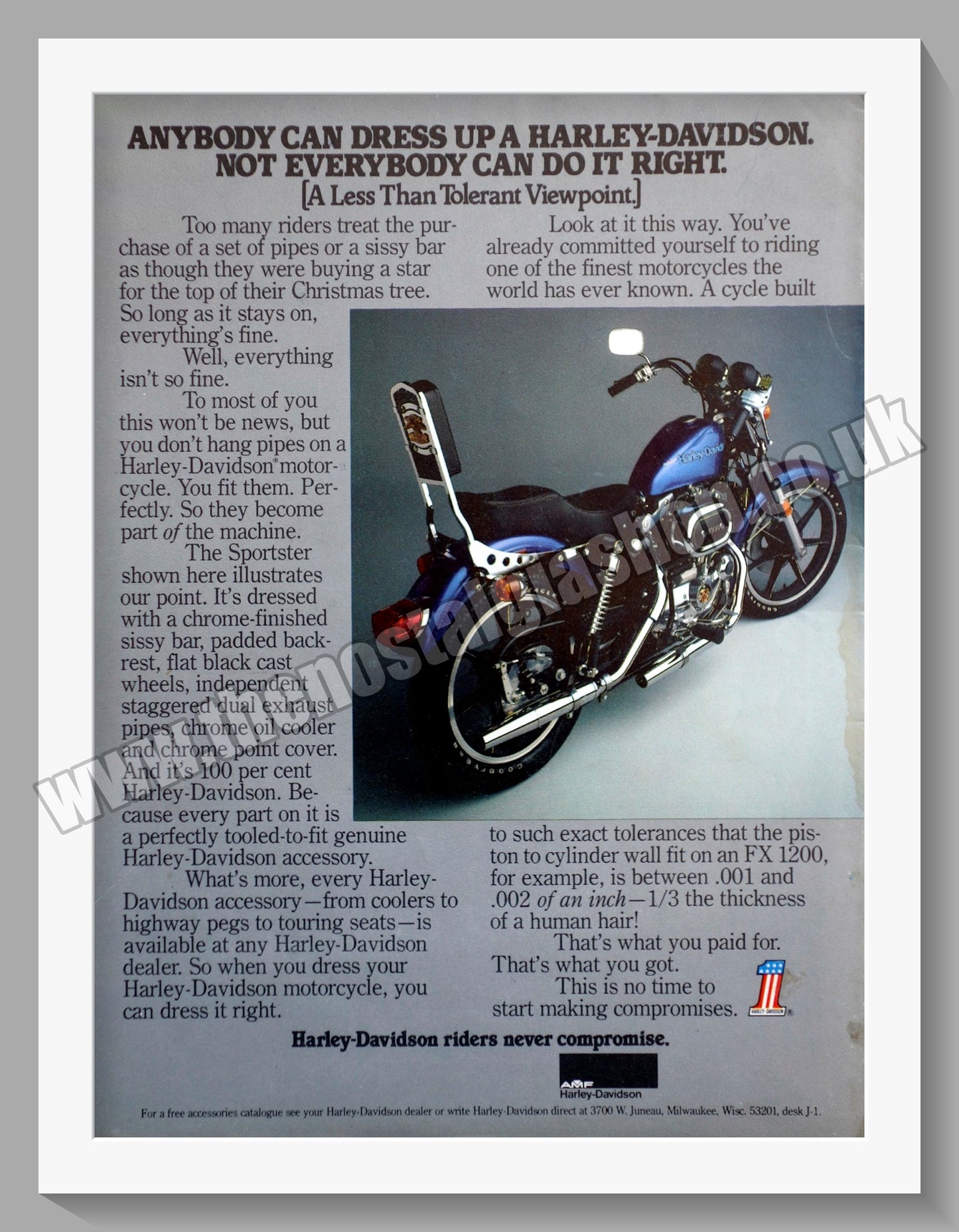 Harley Davidson Motorcycles. Original Advert 1978 (ref AD58442)