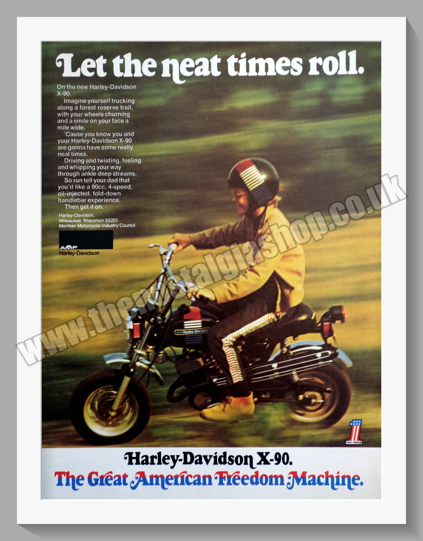 Harley Davidson X-90 Motorcycle. Original Advert 1973 (ref AD58443)