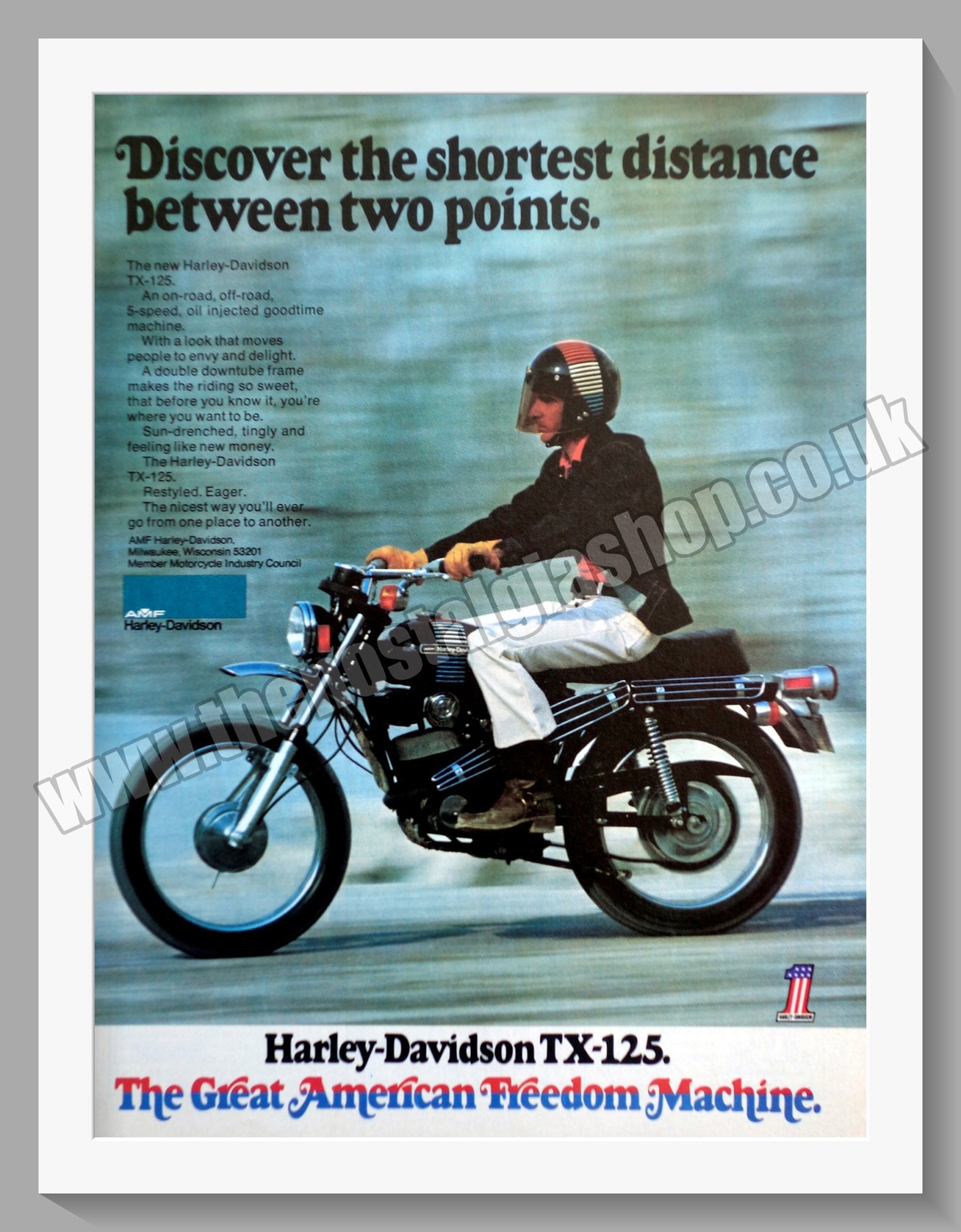 Harley Davidson TX-125 Motorcycle. Original Advert 1973 (ref AD58444)