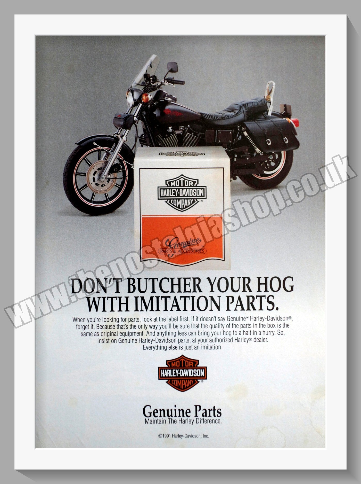 Harley Davidson Motorcycles. Original Advert 1992 (ref AD58449)