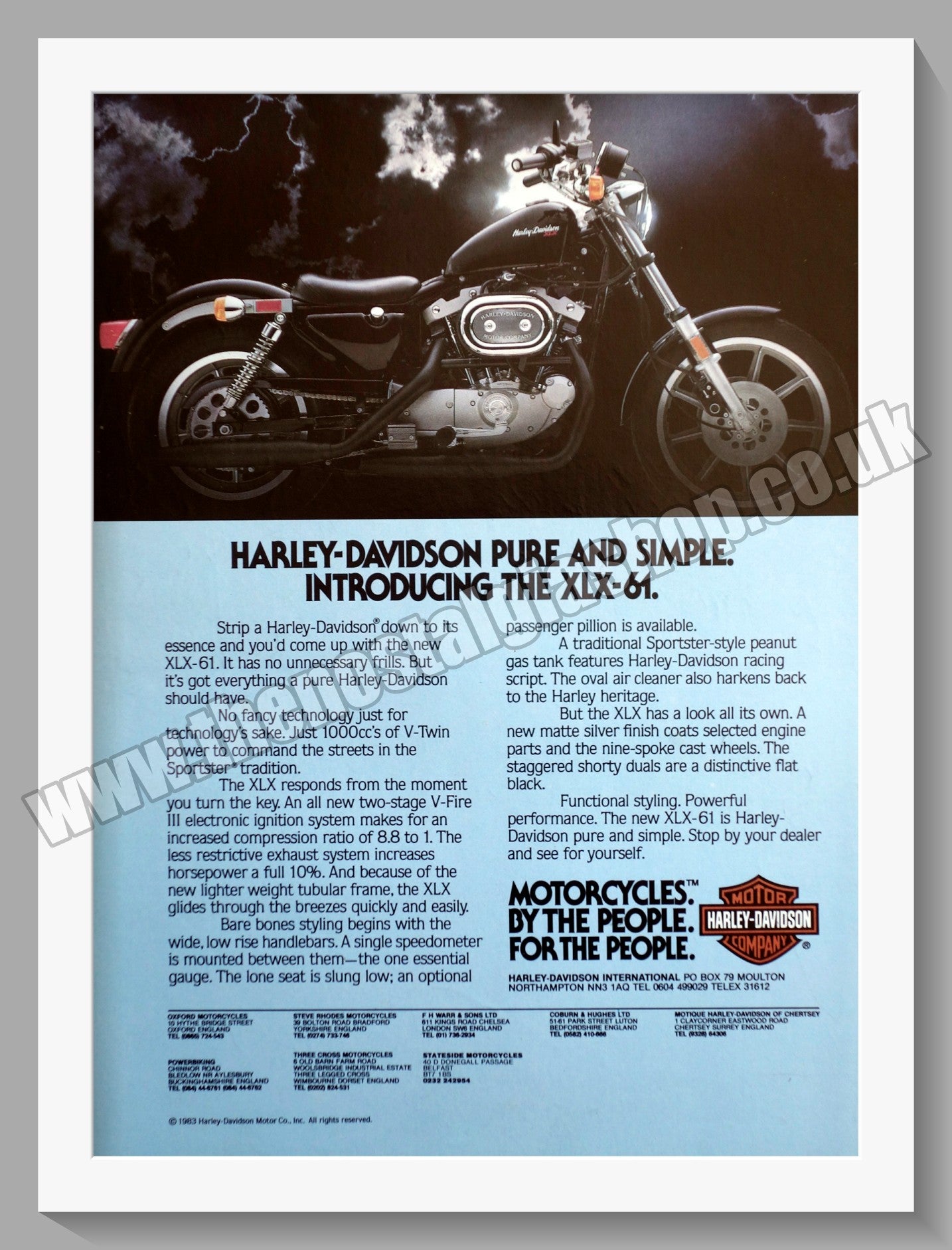 Harley Davidson XLX-61 Motorcycle. Original Advert 1983 (ref AD58452)