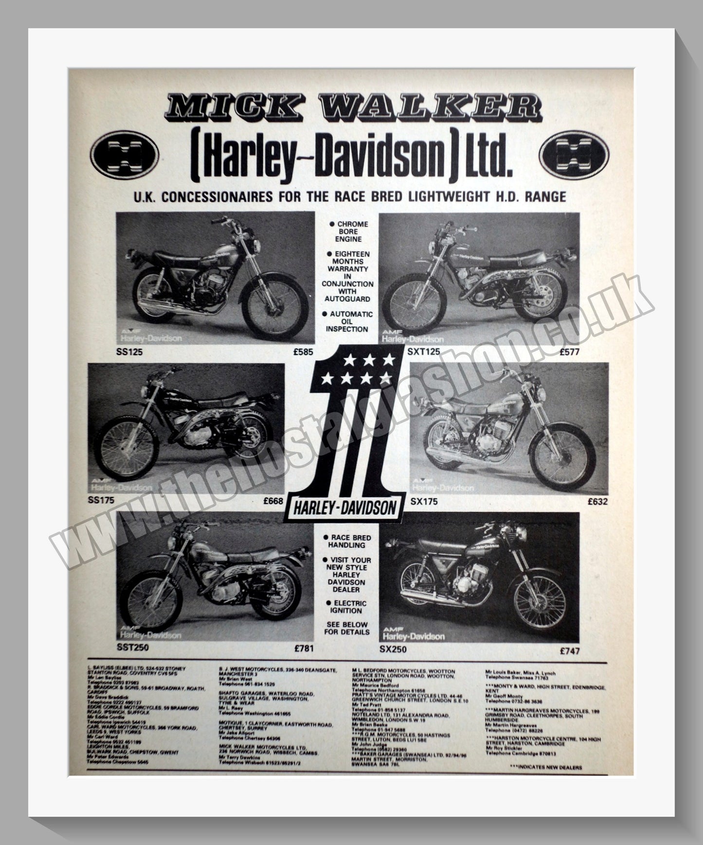 Harley Davidson Motorcycles. Mick Walker. Original Advert 1978 (ref AD58453)