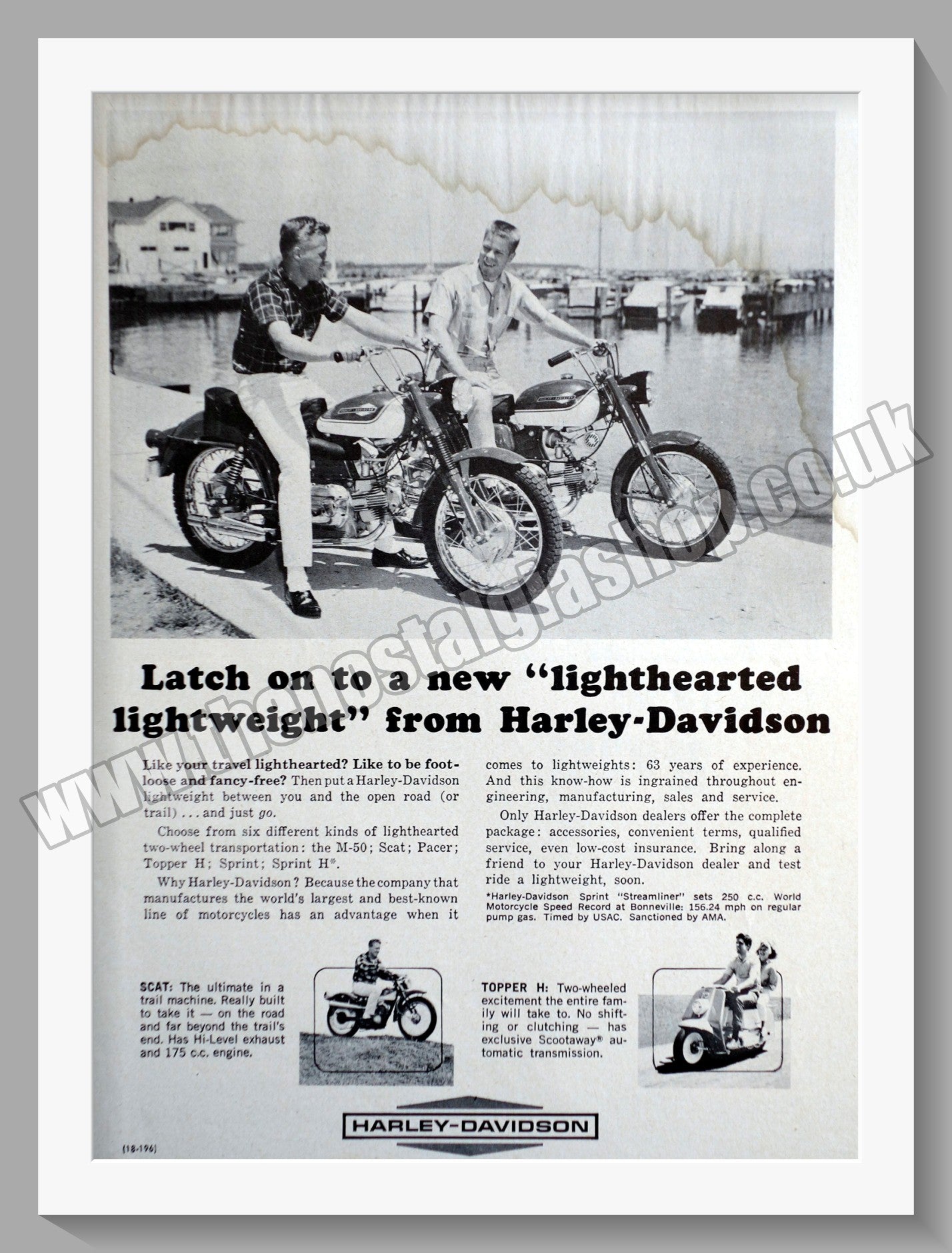 Harley Davidson Lightweight Motorcycles. Original Advert 1965 (ref AD58454)
