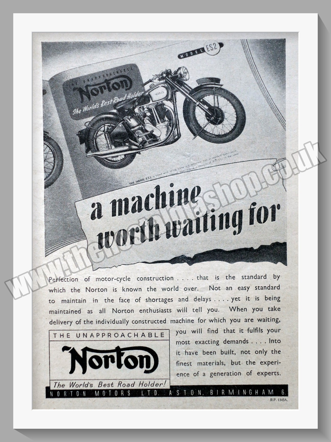 Norton Motorcycles. Original Advert 1947 (ref AD58462)