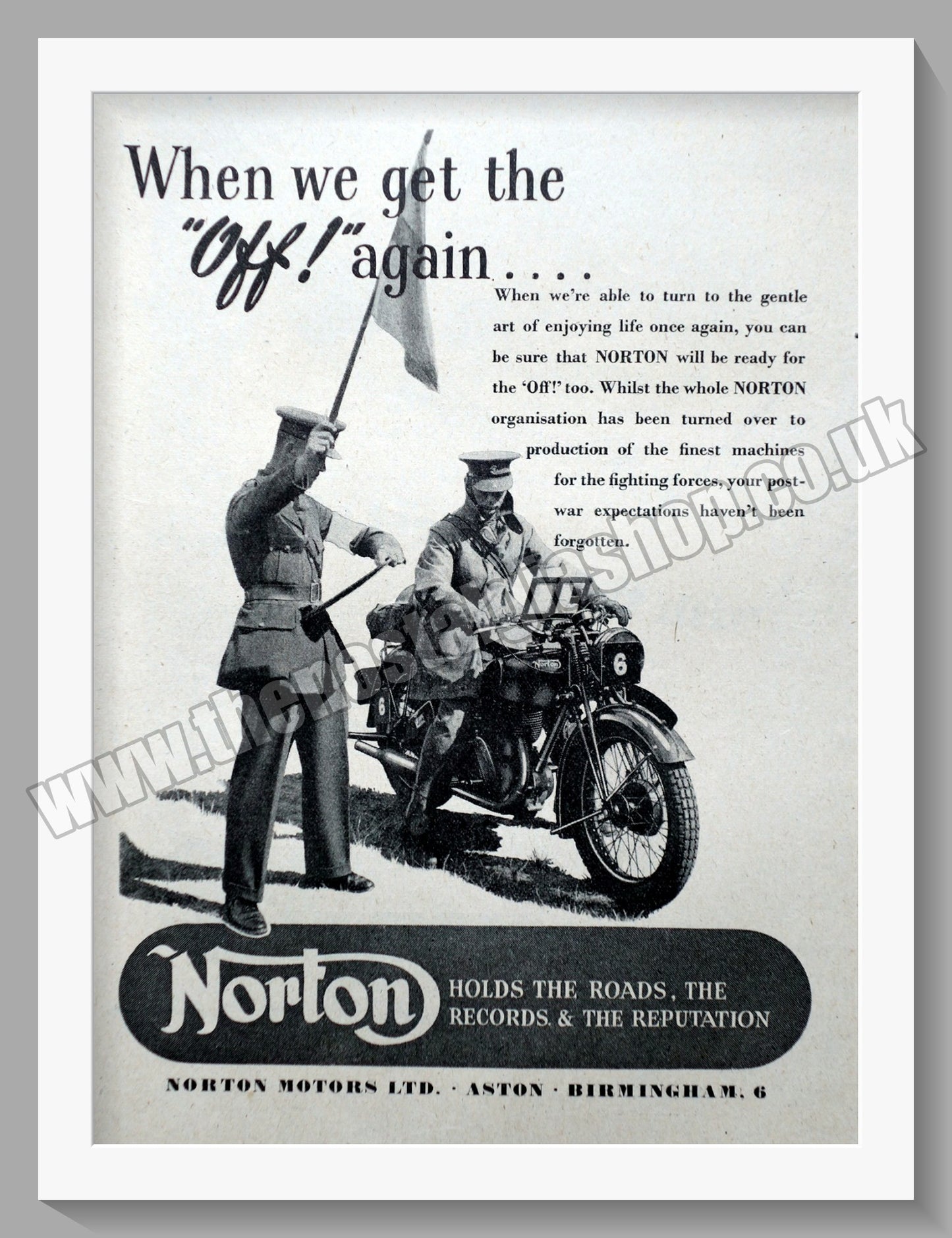 Norton Motorcycles. Wartime. Original Advert 1944 (ref AD58485)