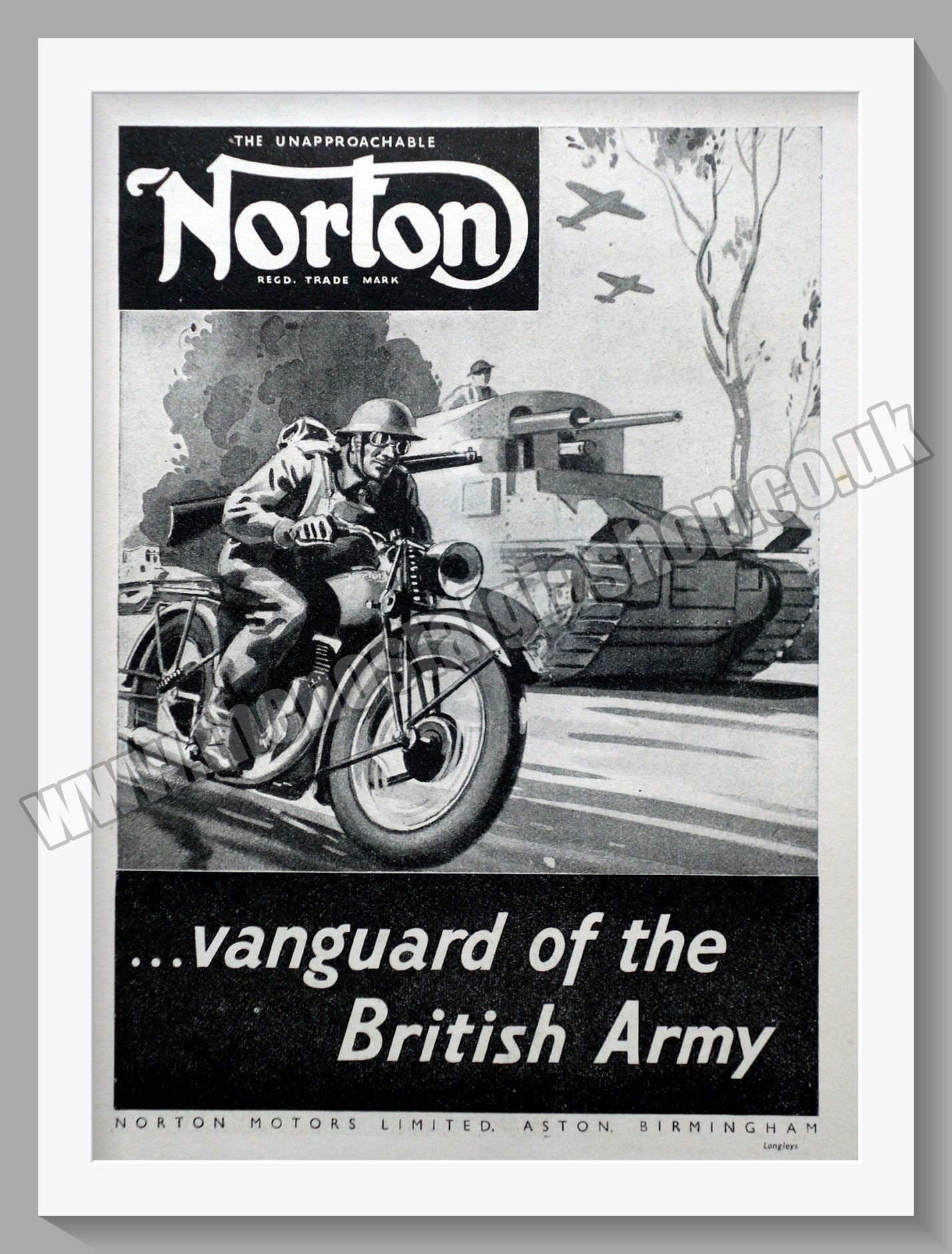 Norton Motorcycles. Vanguard of the British Army. Original Advert 1940 (ref AD58487)