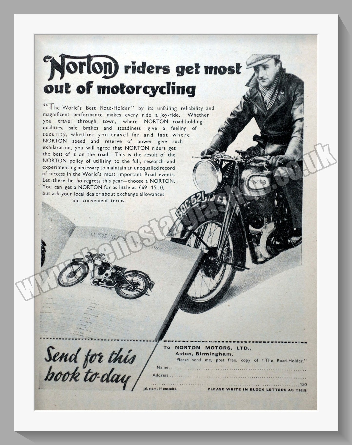 Norton Motorcycles. Original Advert 1936 (ref AD58653)