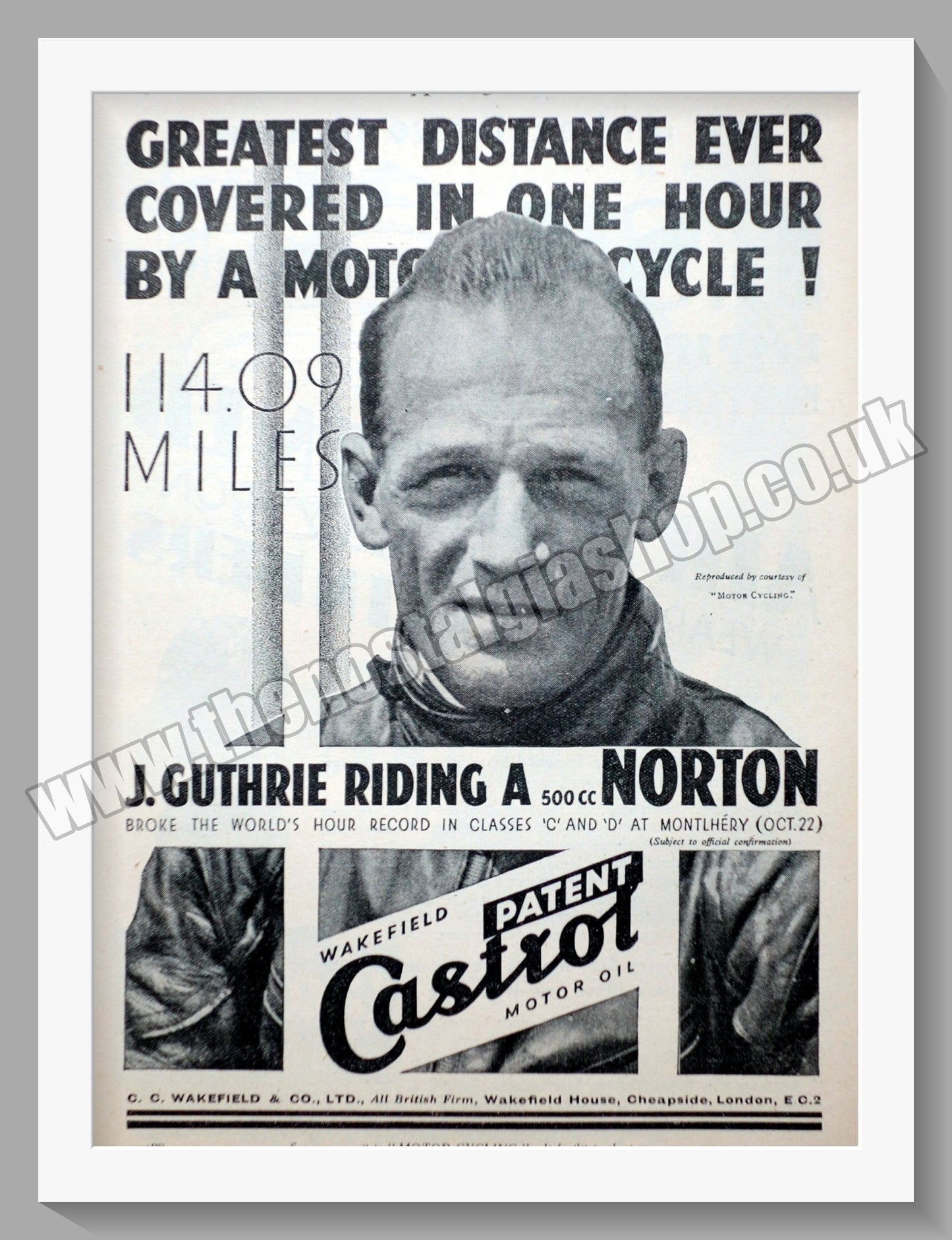 Norton Motorcycle Records. J. Guthrie Rider. Original Advert 1935 (ref AD58659)