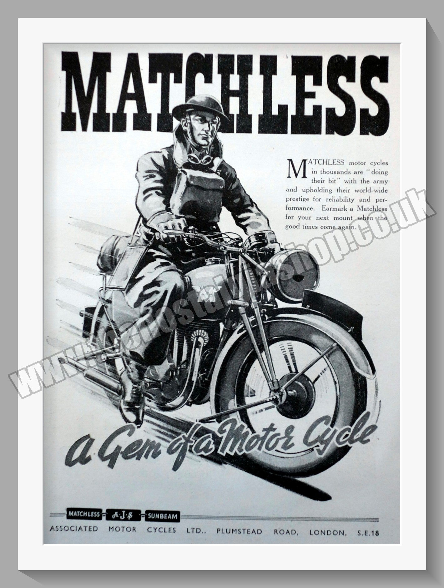 Matchless Motorcycles. 1940 Original Advert. (ref AD58568)
