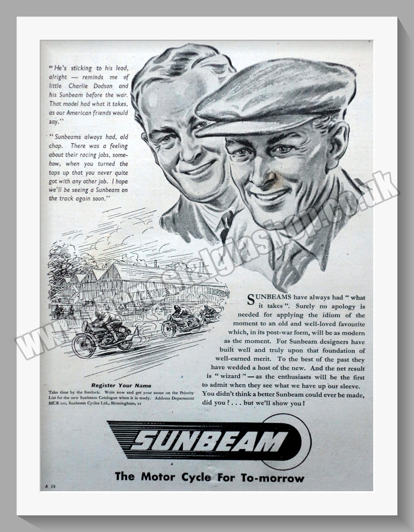 Sunbeam Motorcycles. 1945 Original Advert. (ref AD58569)