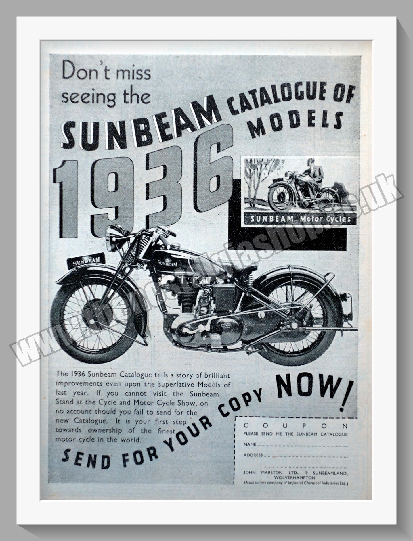 Sunbeam Motorcycles. 1935 Original Advert. (ref AD58571)