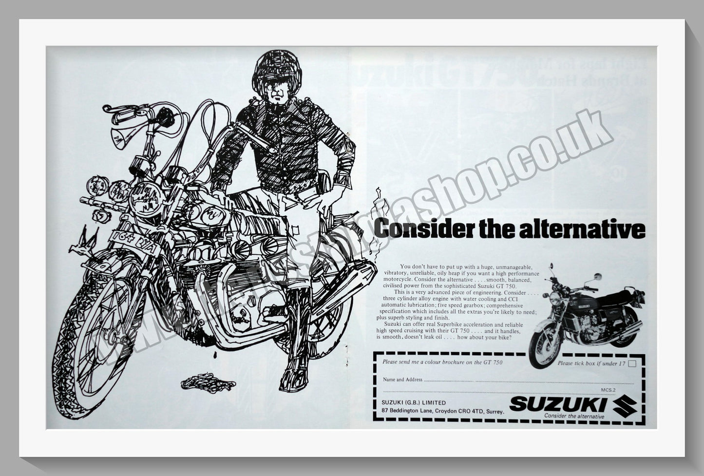 Suzuki GT 750 Motorcycle. Original advert 1974 (ref AD58817)