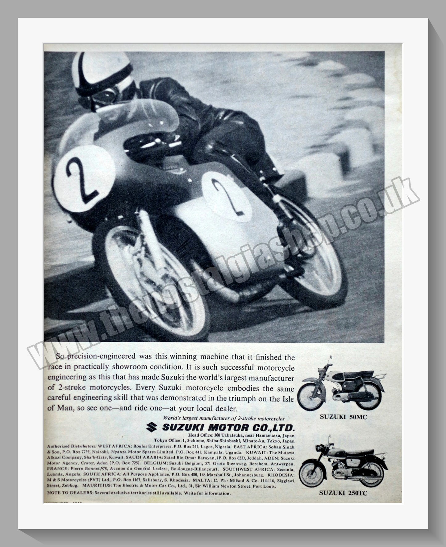 Suzuki 50MC and 250TC Motorcycles. Original advert 1962 (ref AD58829)
