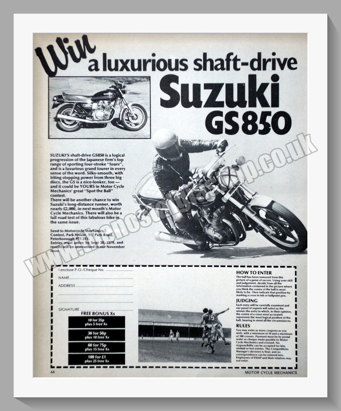 Suzuki GS850 Motorcycle. Original advert 1979 (ref AD58753)