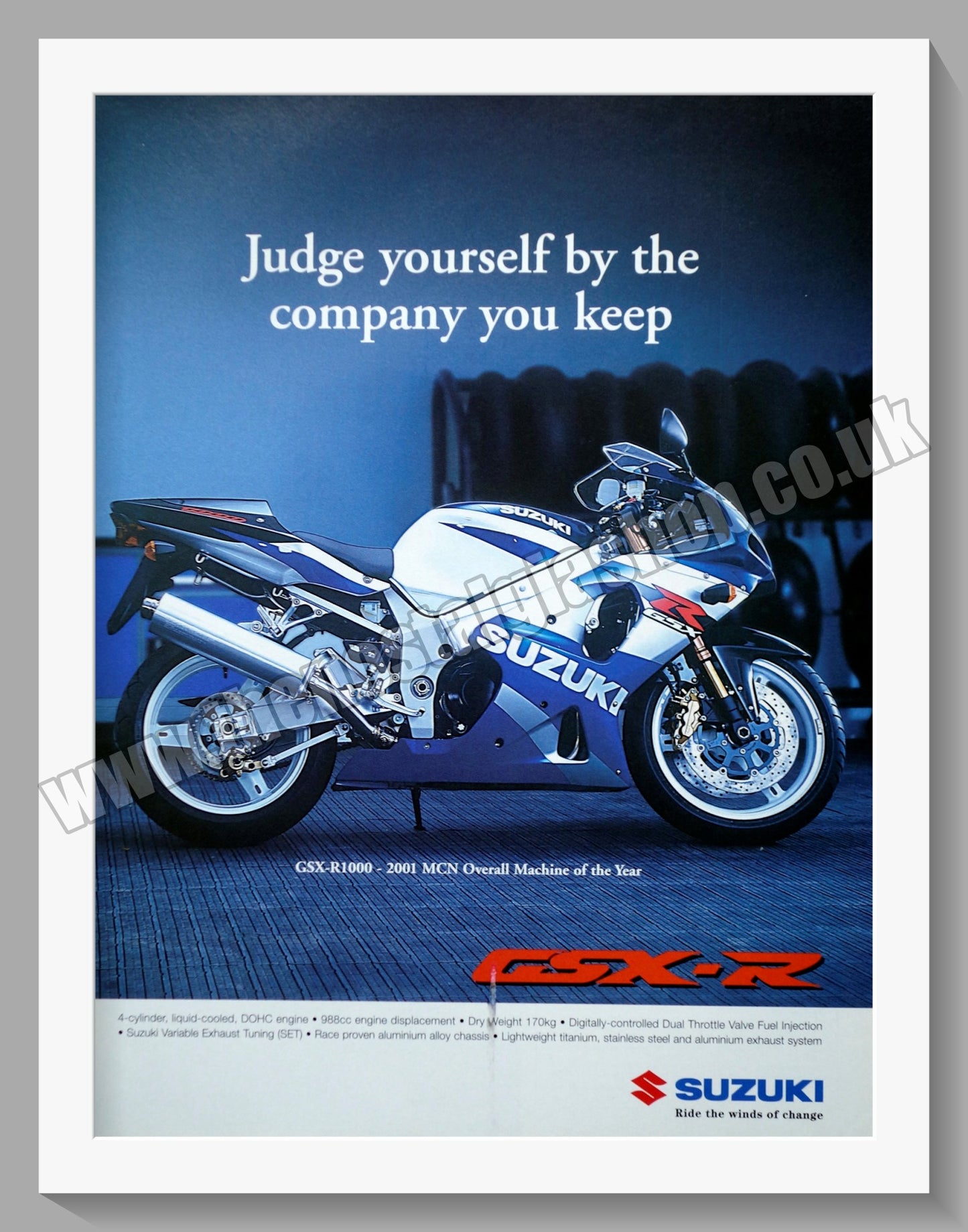 Suzuki GSX R1000 Motorcycles. Original advert 2002 (ref AD58772)