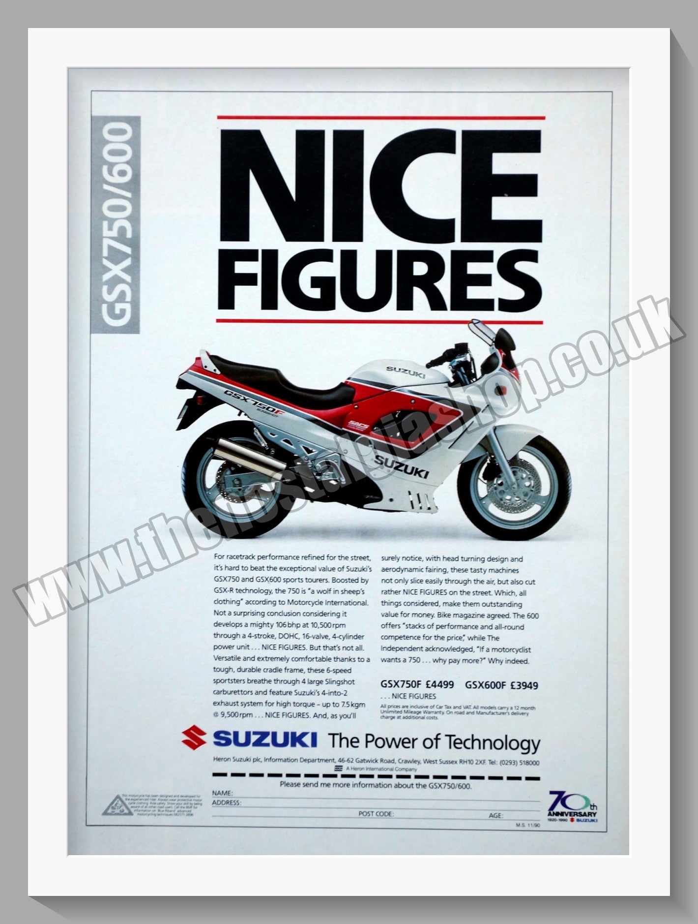 Suzuki GSX750/600. Original advert 1990 (ref AD58801)