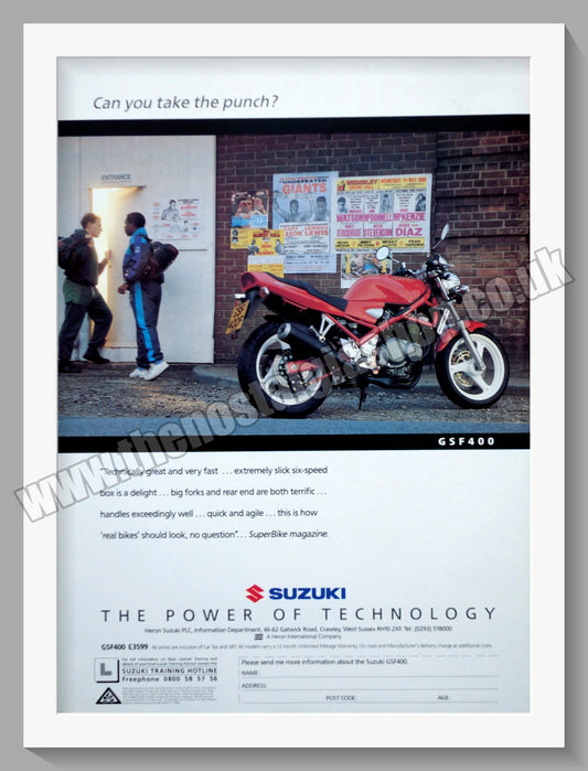 Suzuki GSF400. Original advert 1991 (ref AD58807)