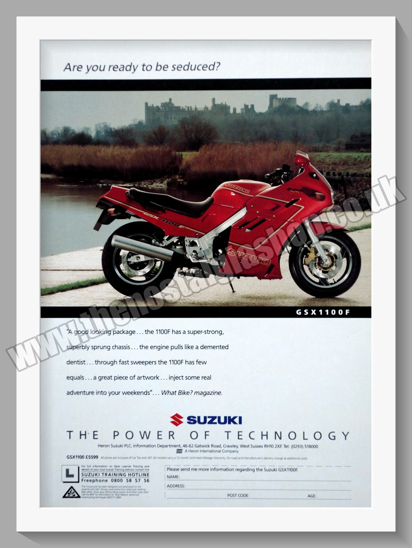 Suzuki GSX1100F. Original advert 1991 (ref AD58809)