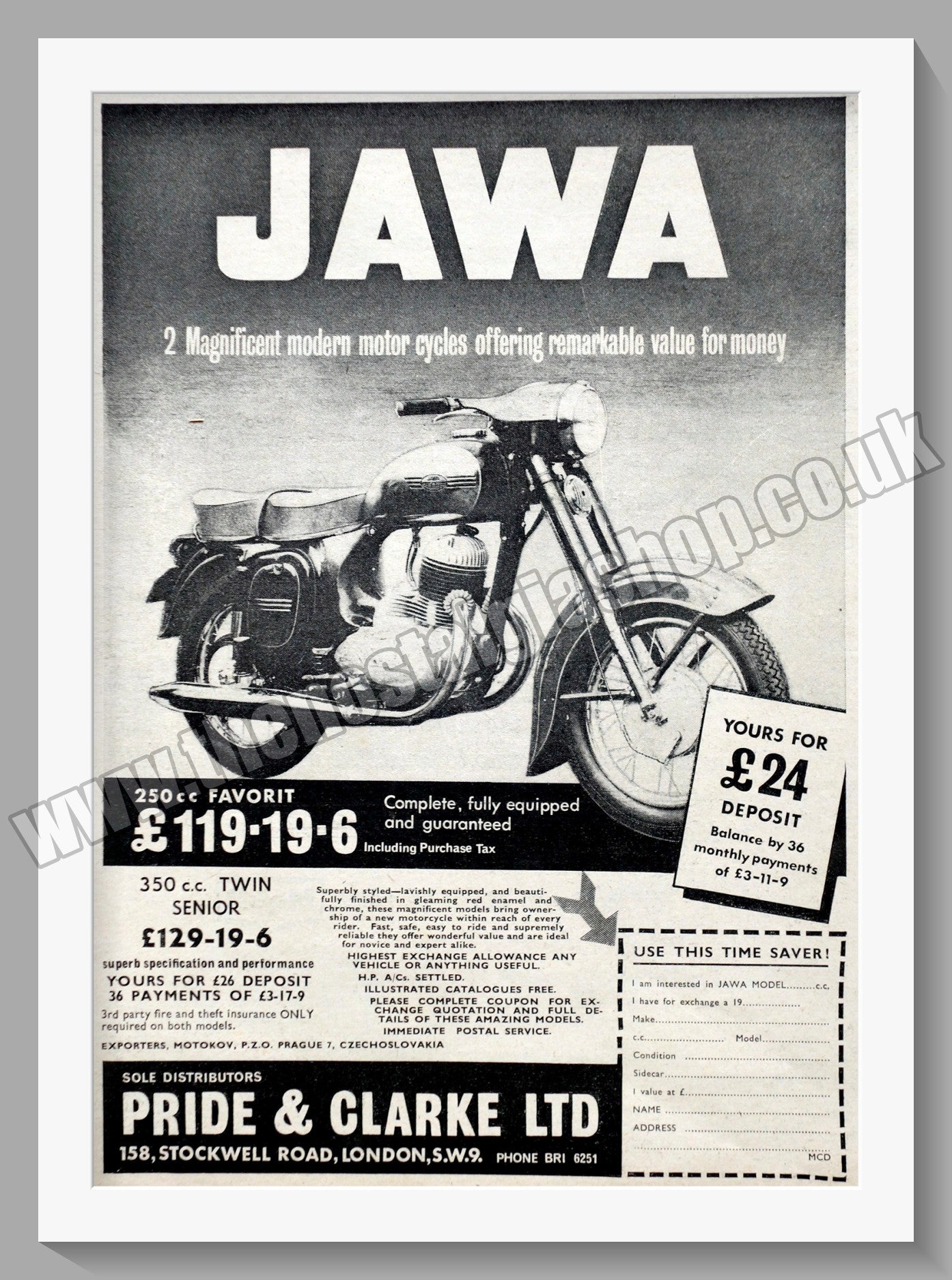 Jawa CZ Motorcycles for 1964. Original advert (ref AD58844)