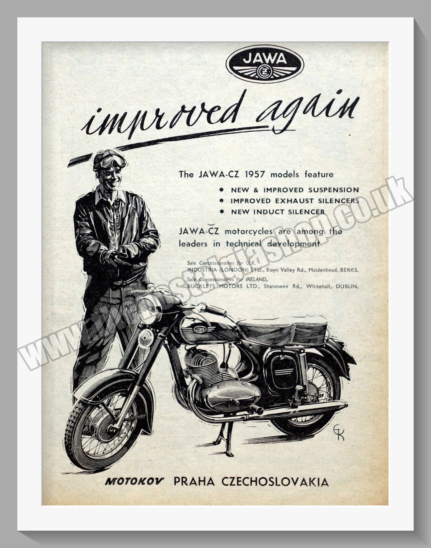 Jawa CZ Motorcycles for 1957. Original advert (ref AD58849)