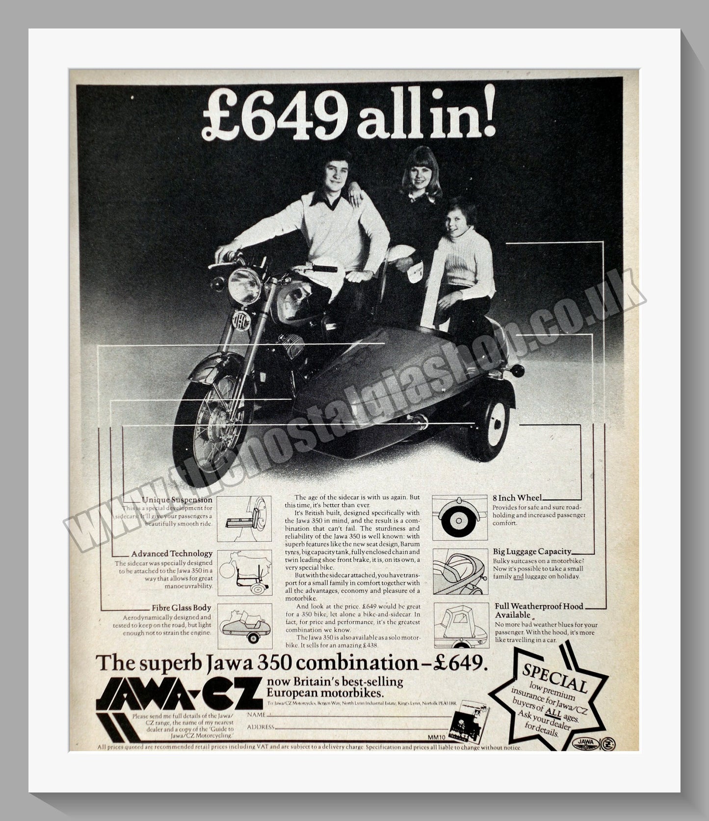 Jawa CZ 350 Motorcycles for 1977. Original advert (ref AD58903)