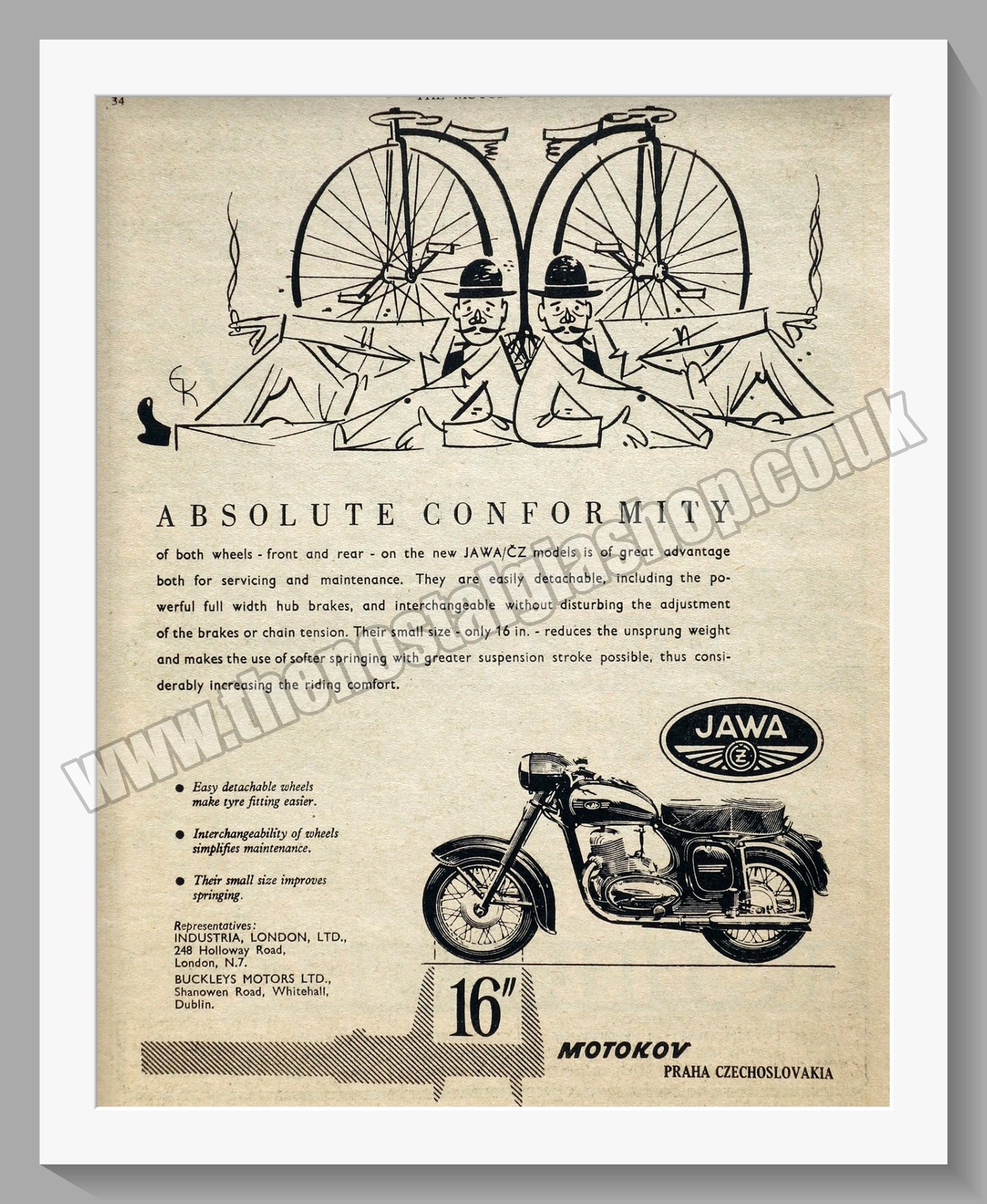 Jawa CZ Motorcycles. 1958 Original advert (ref AD58911)