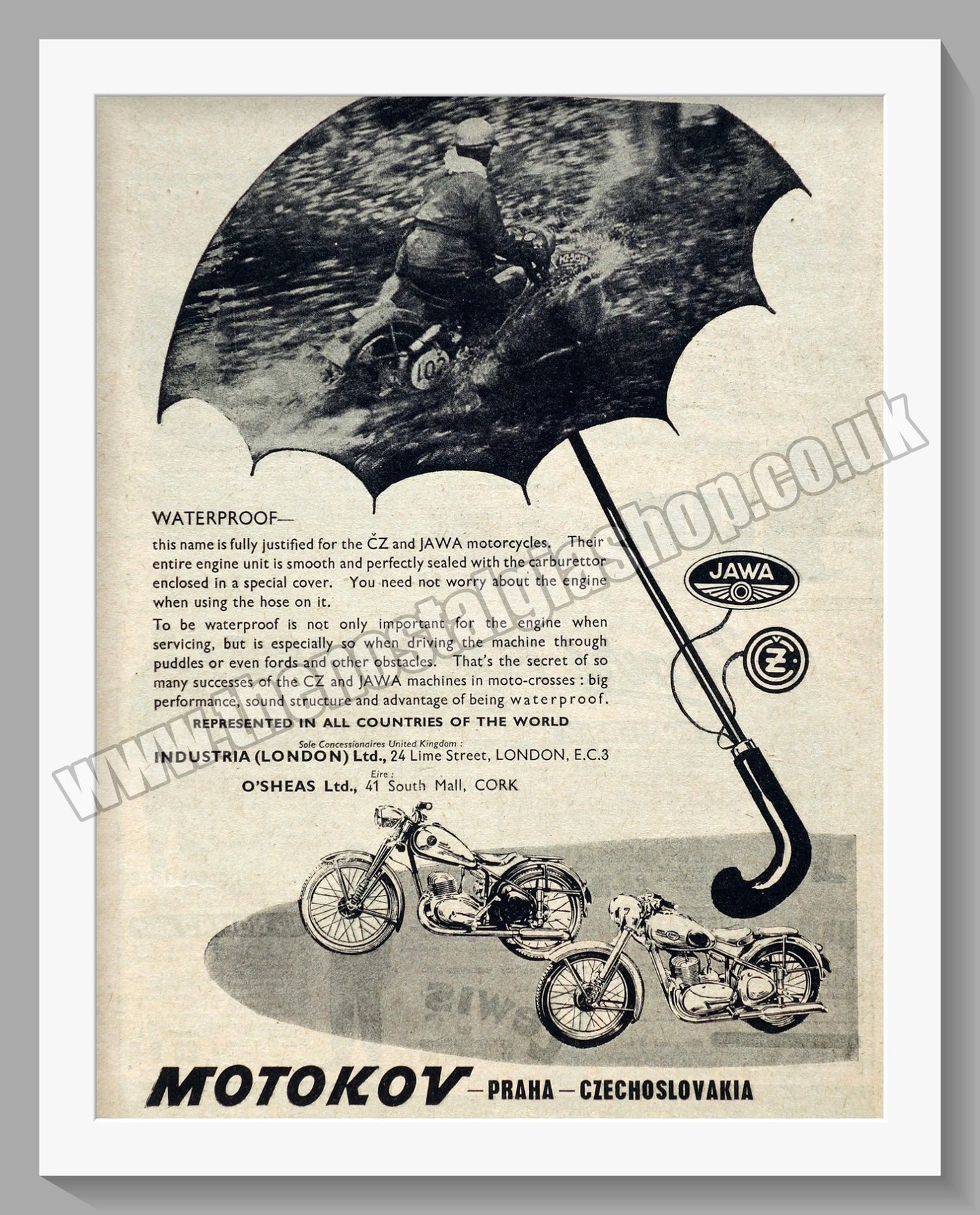 Jawa CZ Motorcycles. 1954 Original advert (ref AD58917)