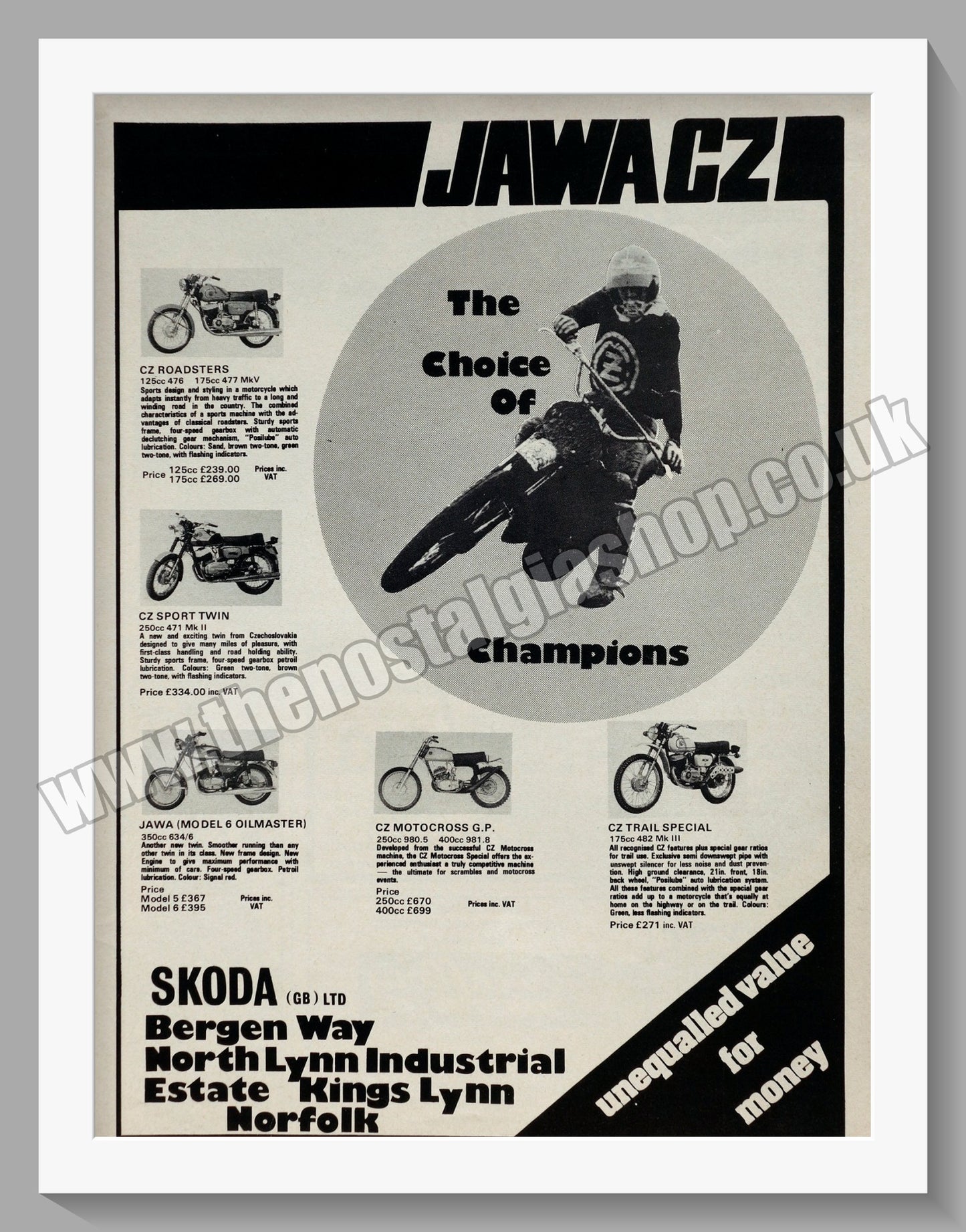 Jawa CZ Motorcycles. 1976 Original advert (ref AD58928)