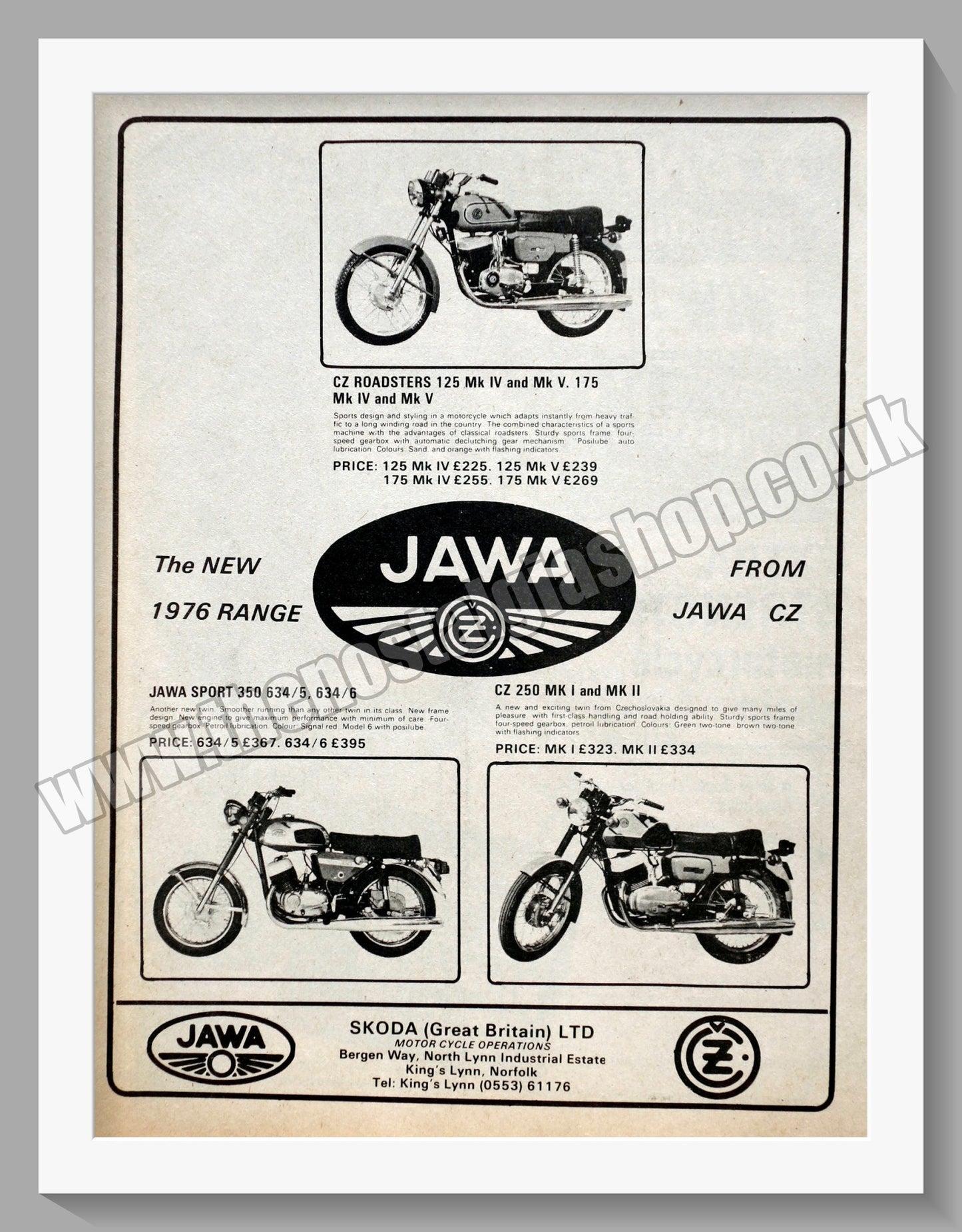 Jawa CZ Motorcycles. 1976 Original advert (ref AD58932)