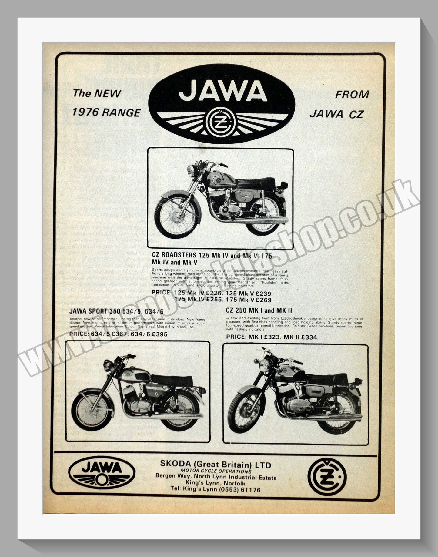 Jawa CZ Motorcycles. 1976 Original advert (ref AD58933)