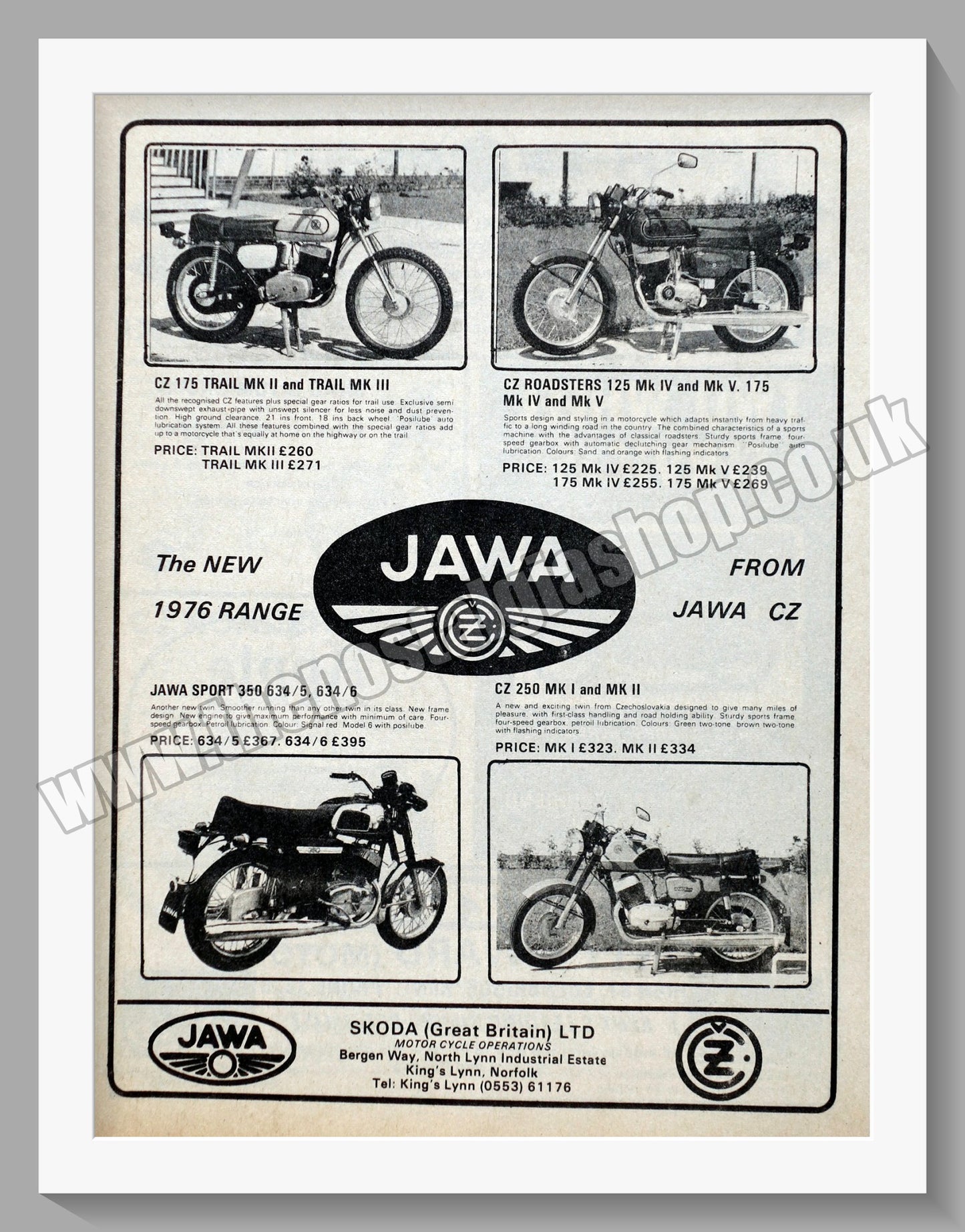 Jawa CZ Motorcycles. 1976 Original advert (ref AD58934)