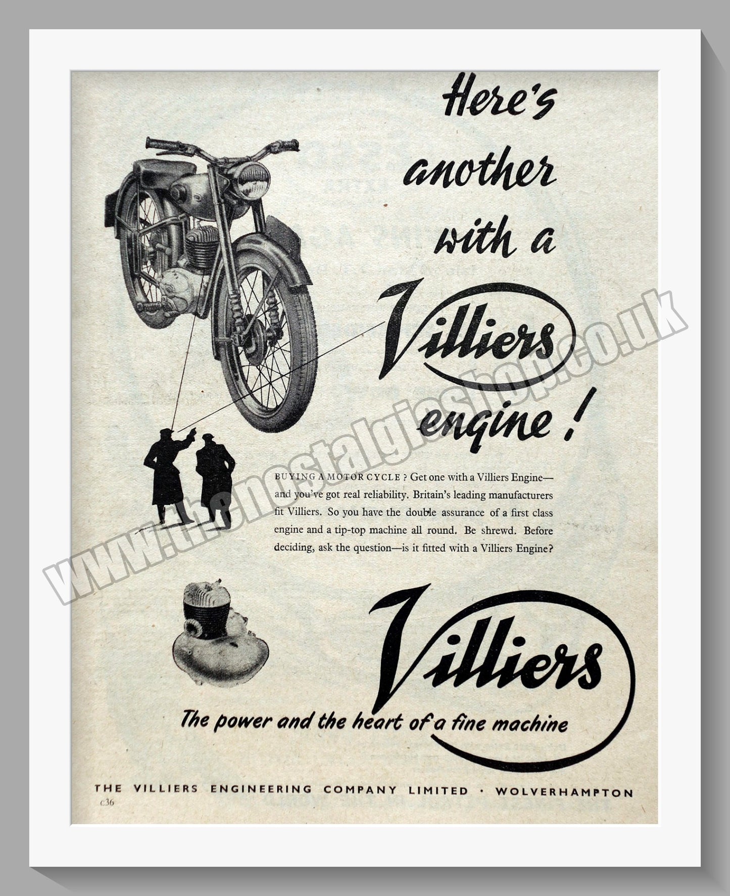 Villiers Motorcycle Engines. Original Advert 1955 (ref AD58954)