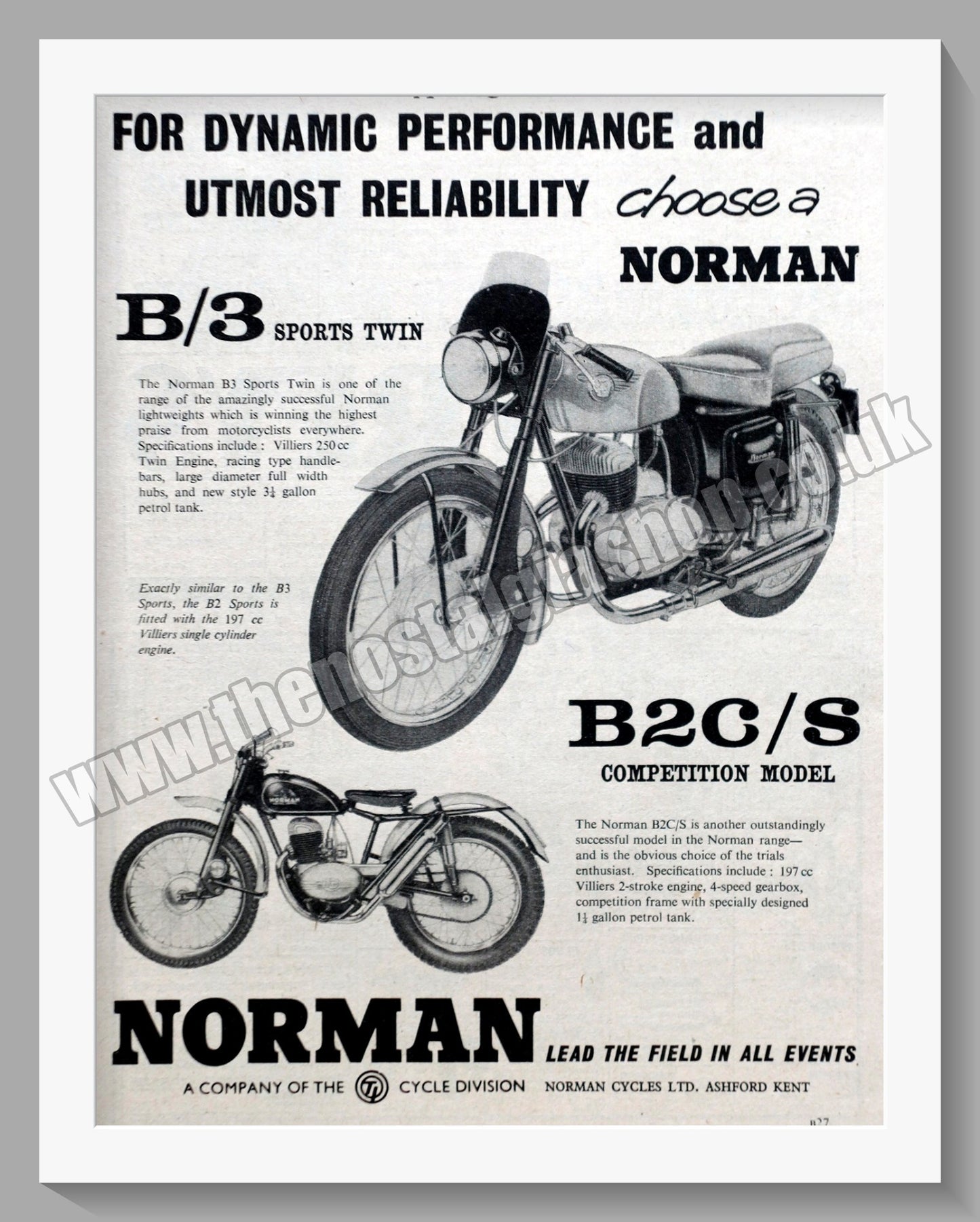 Norman B2C/S, B/3 Sports Twin Motorcycles Original Advert 1959 (ref AD58984)