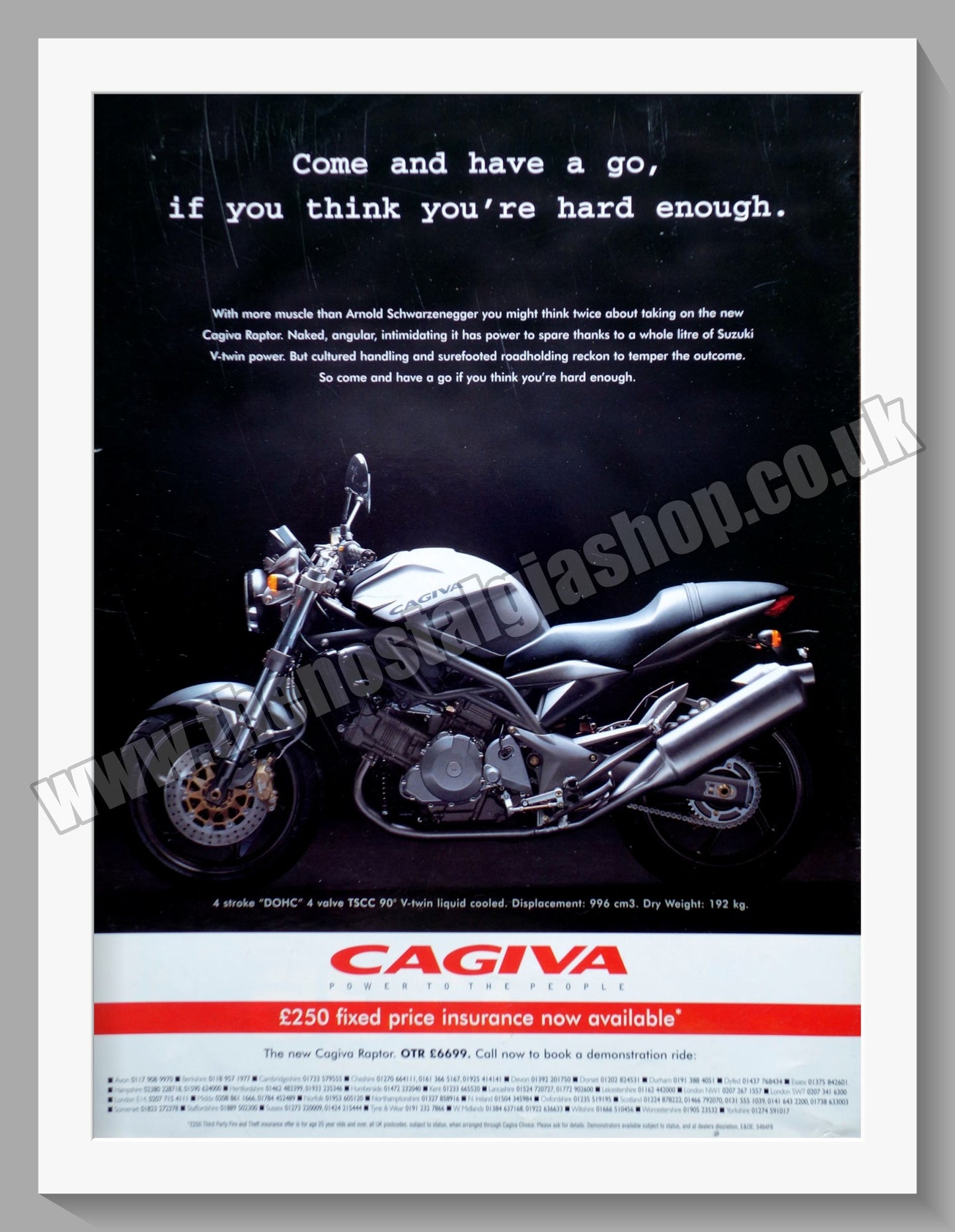 Cagiva Raptor Motorcycle. Original Advert 2000 (ref AD58990)