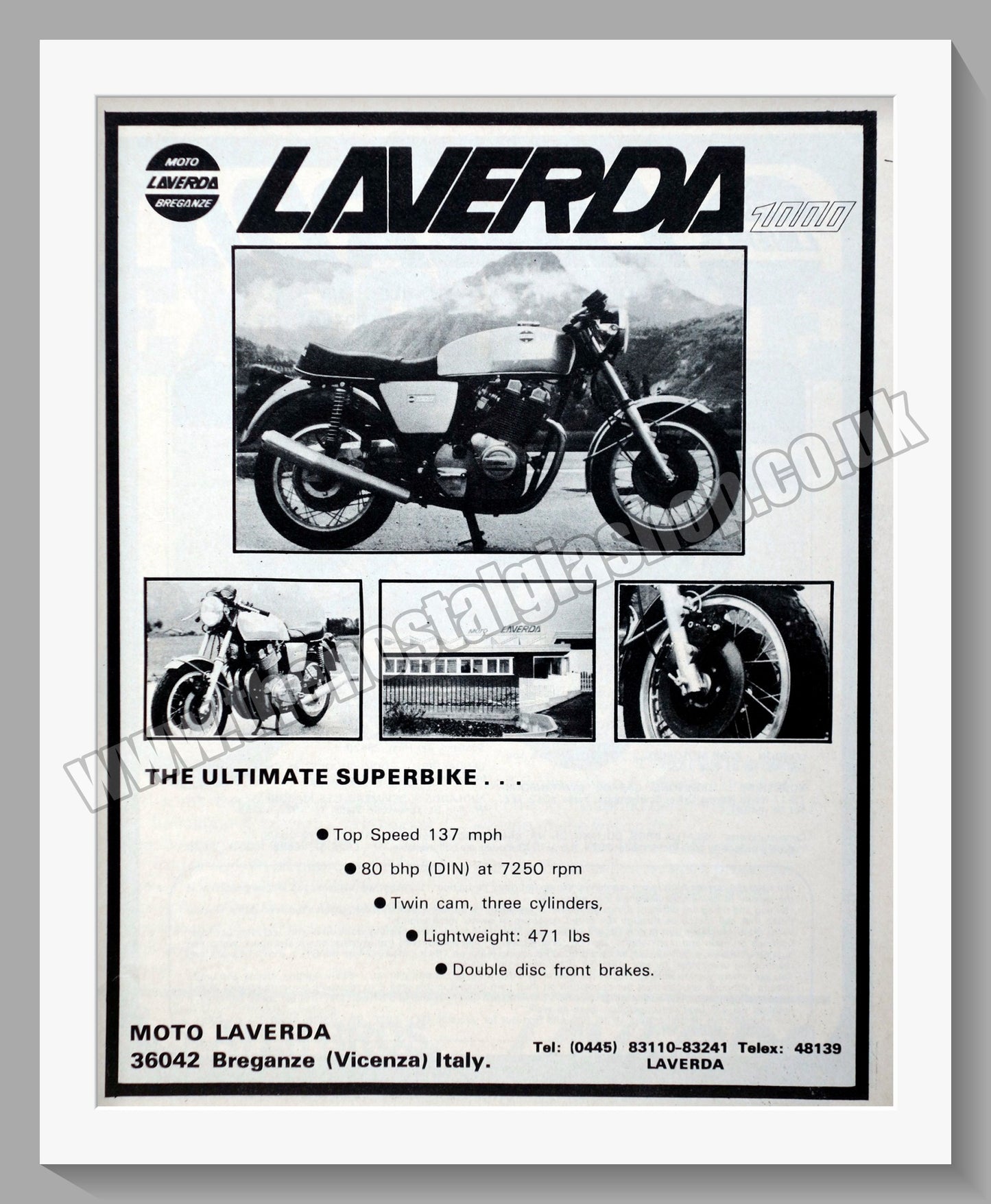 Laverda 1000 Motorcycle. Original advert 1973 (ref AD60086)