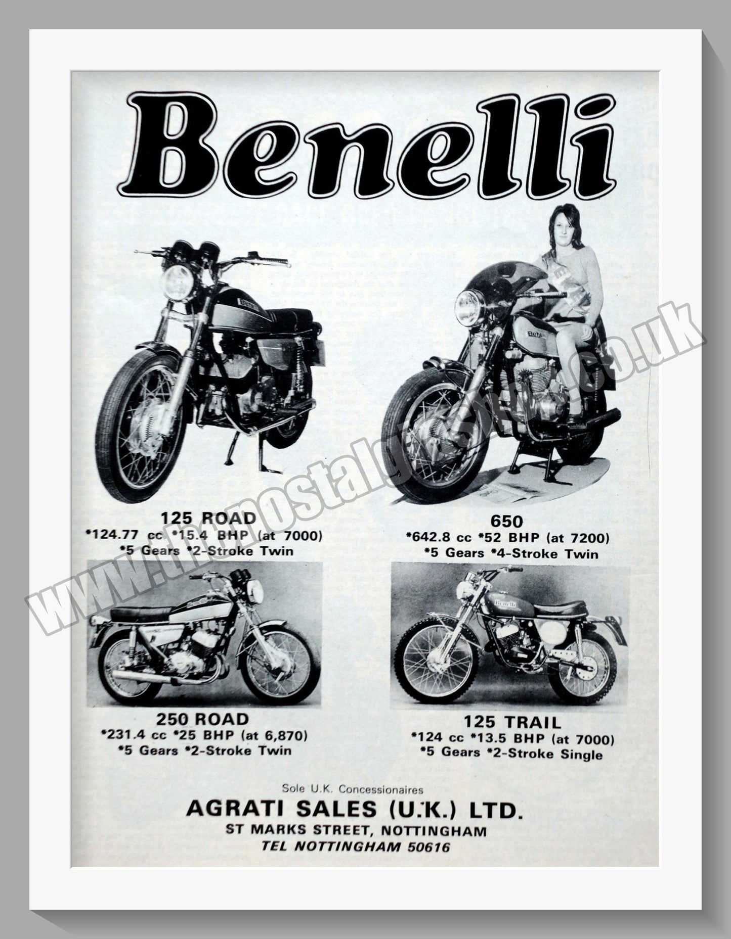 Benelli Motorcycles. Original Advert 1973 (ref AD60099)